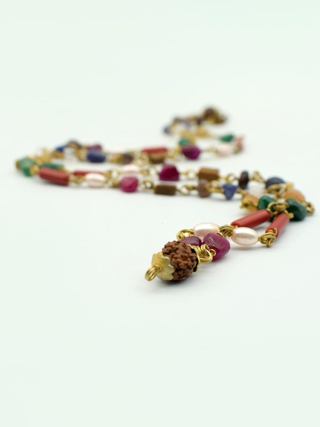 PujaNPujari Brown & Red Textured Crystal Design Garland Mala