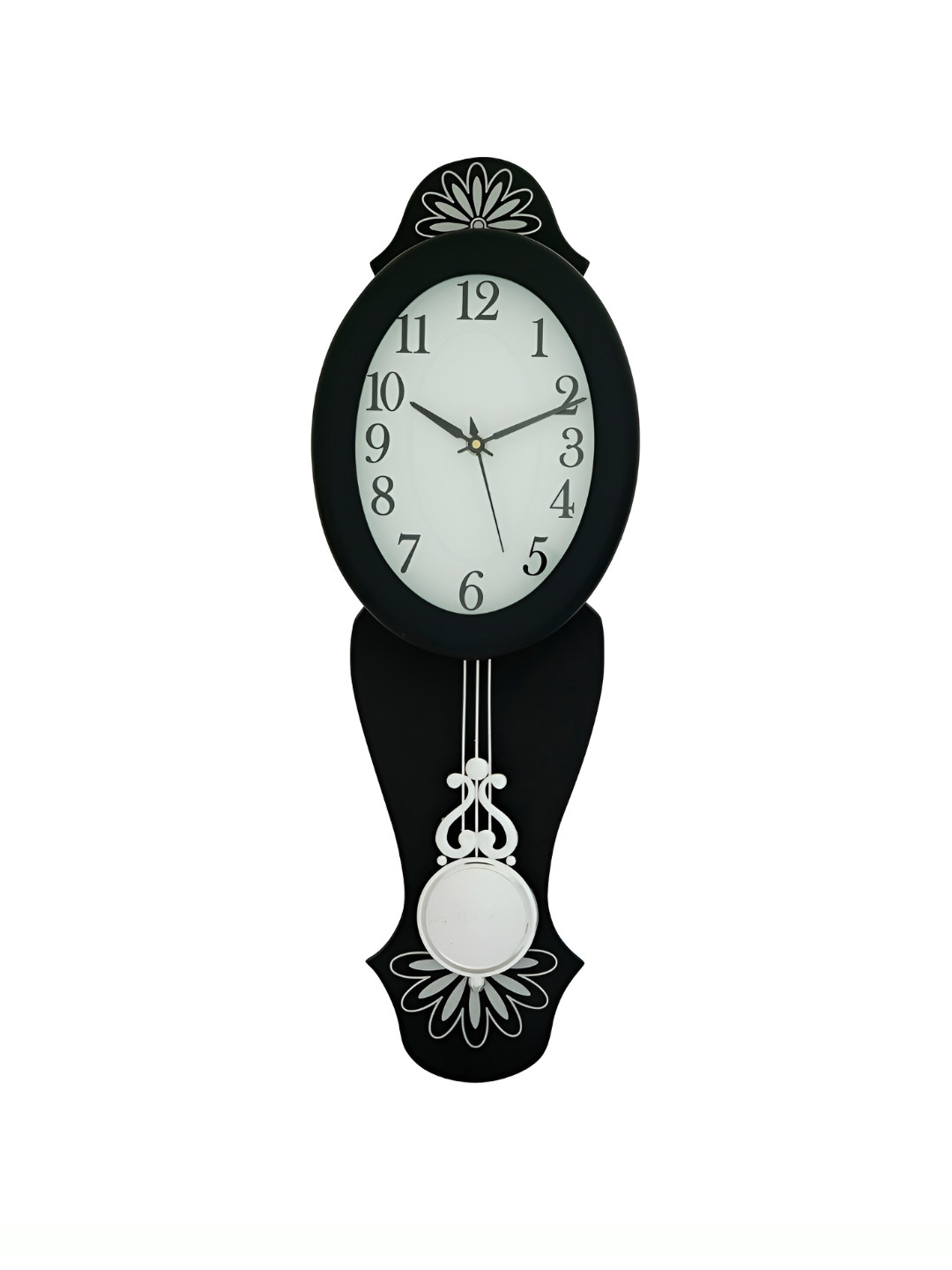CHRONIKLE Black Oval Wooden Traditional Wall Clock