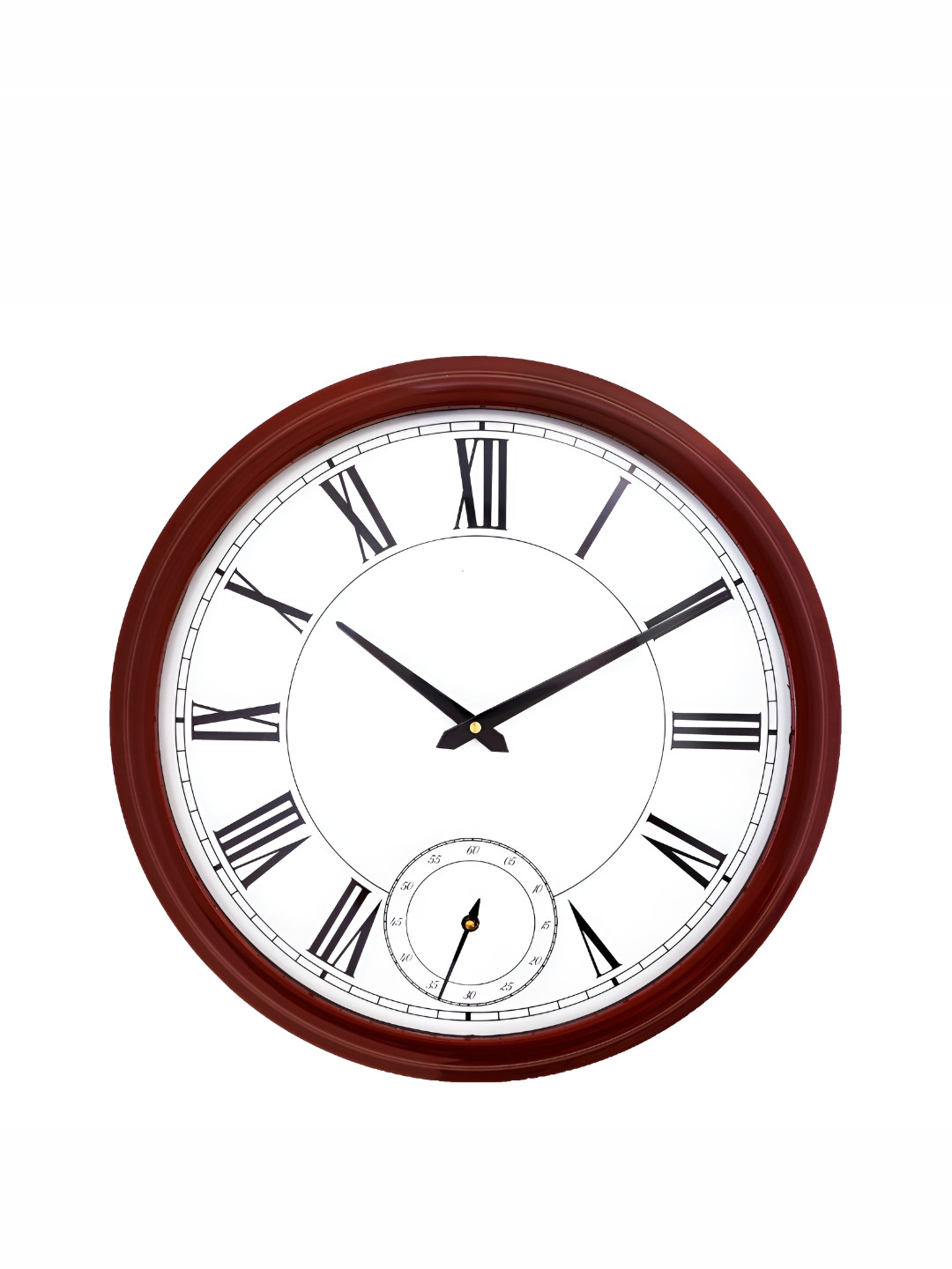 CHRONIKLE Brown and White Round Analogue Contemporary Wall Clock