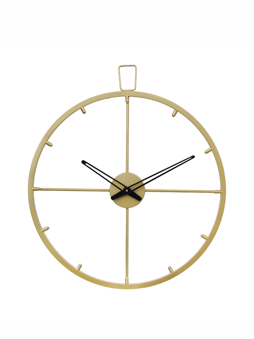 CHRONIKLE Black & Gold Toned Metal Round Contemporary Wall Clock