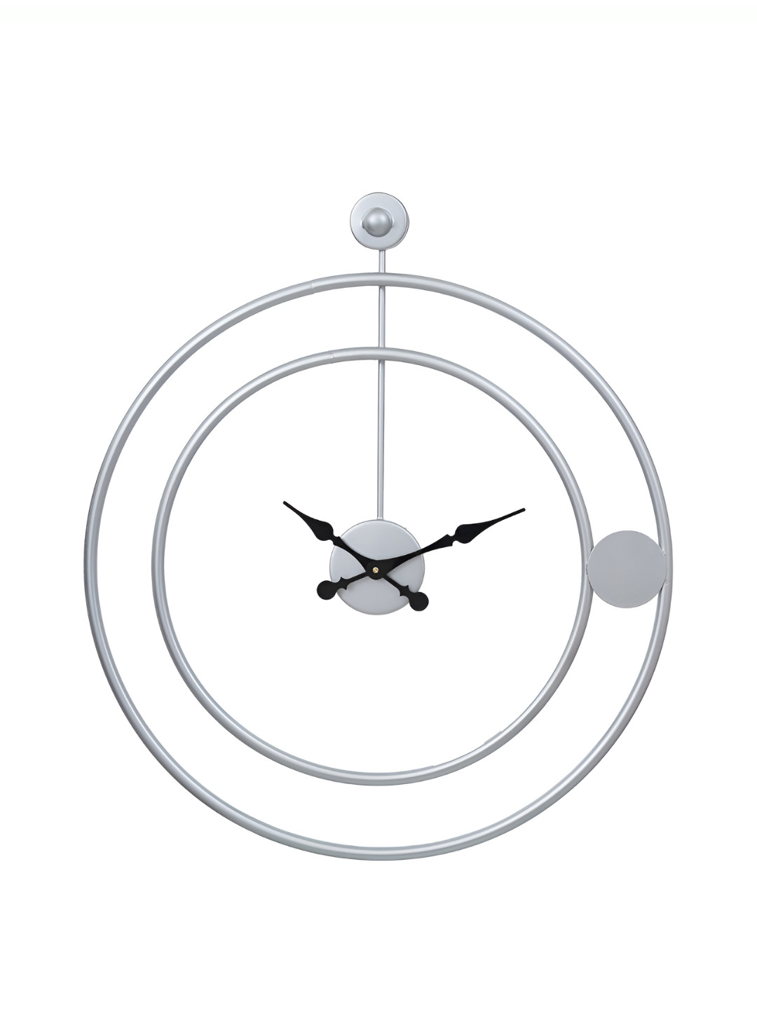 CHRONIKLE Silver-Toned Metal Round Contemporary Wall Clock