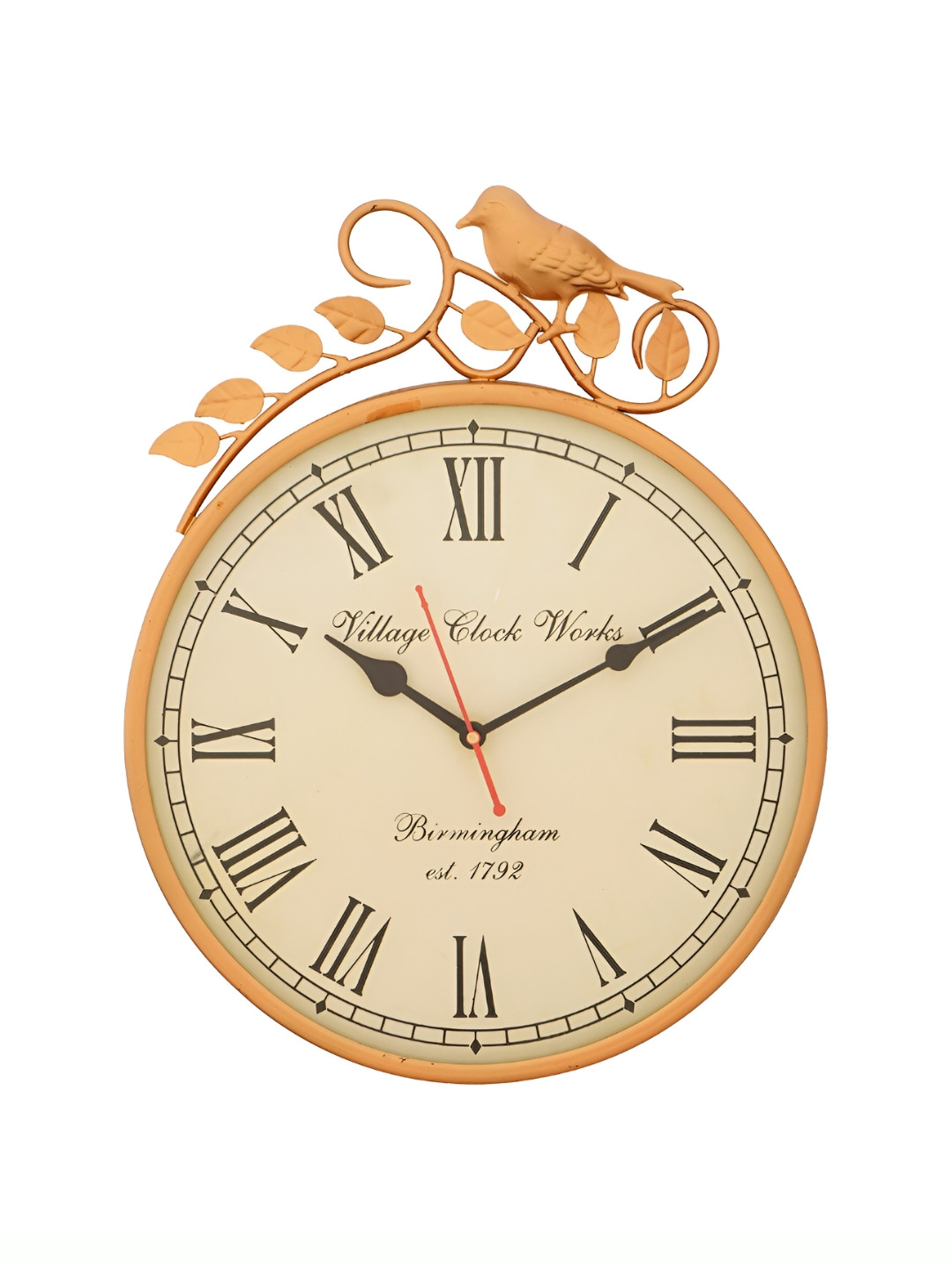 CHRONIKLE Copper Toned & Cream Round Metal Traditional Wall Clock