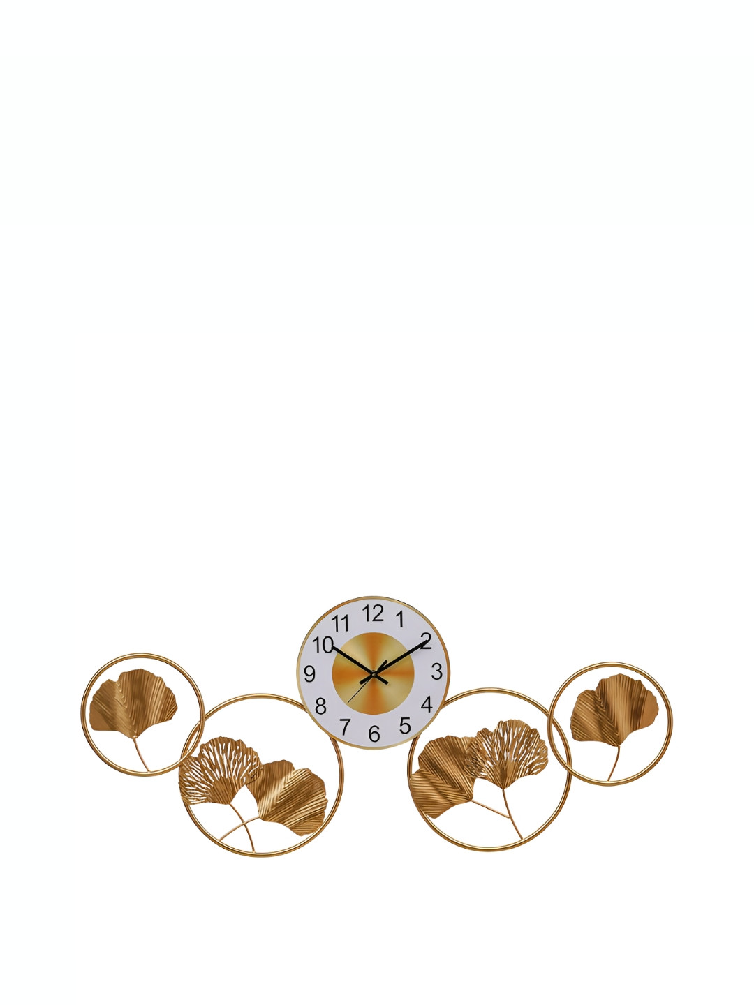 CHRONIKLE Gold-Toned & White Metal Abstract Textured Contemporary Wall Clock