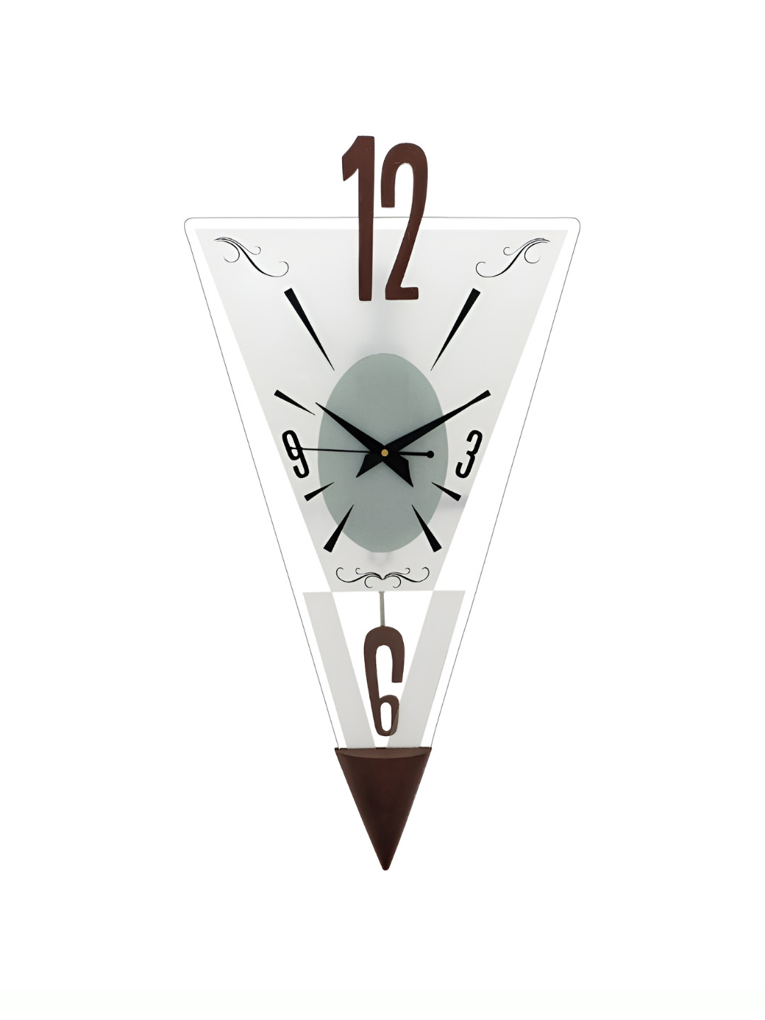 CHRONIKLE White & Brown Analogue pendulum Contemporary Wooden Wall Clock