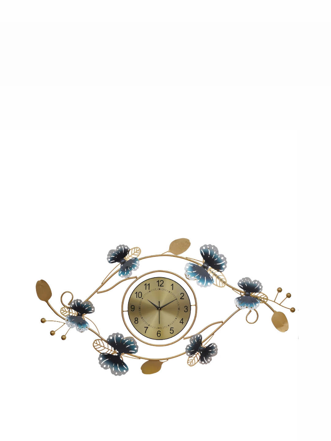 CHRONIKLE Gold Toned Round Metal Traditional Wall Clock