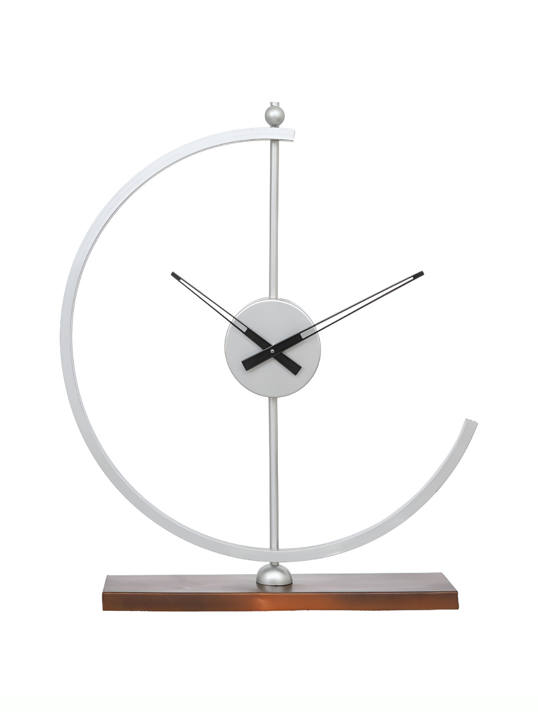 CHRONIKLE Silver Toned Analogue Contemporary Table Clock