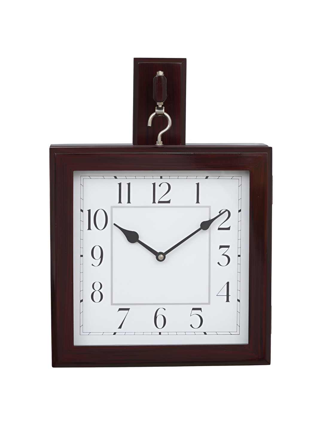 CHRONIKLE Brown and White Square Analogue Contemporary Wall Clock