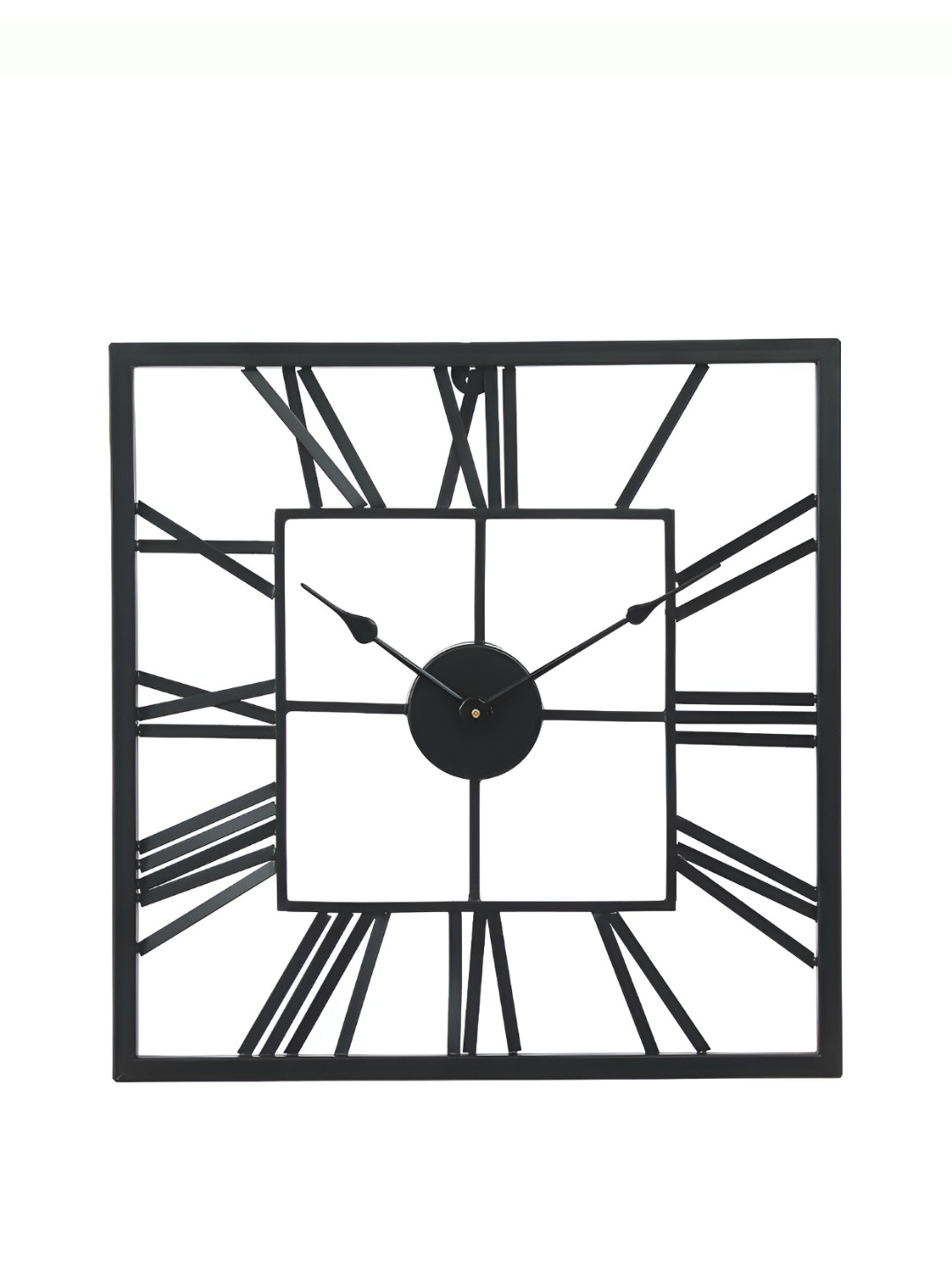 CHRONIKLE Black  Metal Square Contemporary Wall Clock