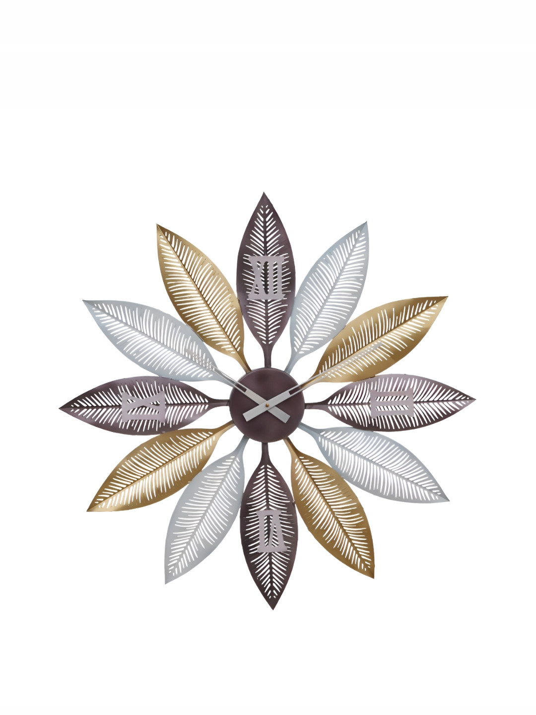 CHRONIKLE Gold Abstract Shaped Metal Traditional Wall Clock