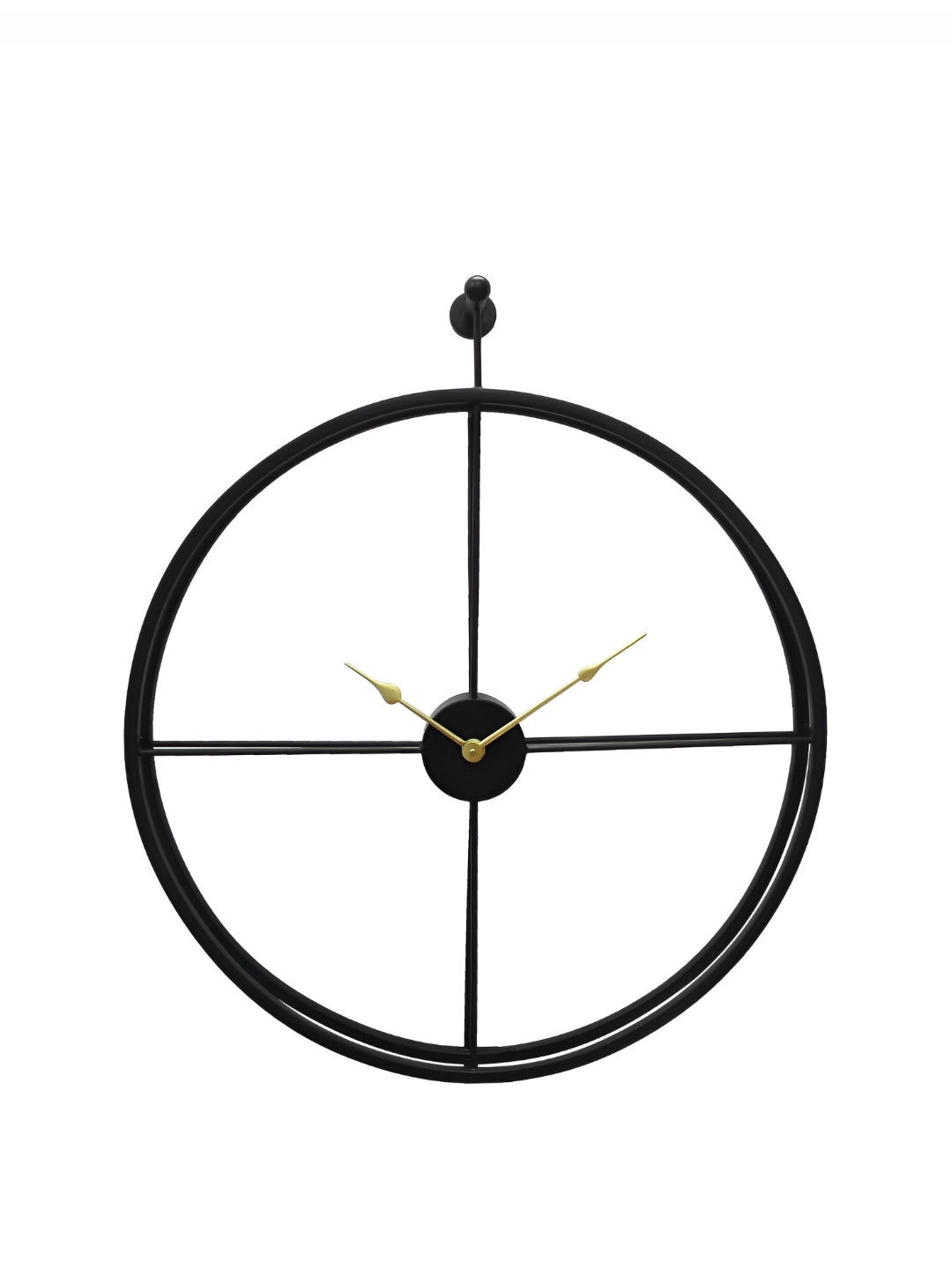 CHRONIKLE Black Square Metal Round Contemporary Wall Clock