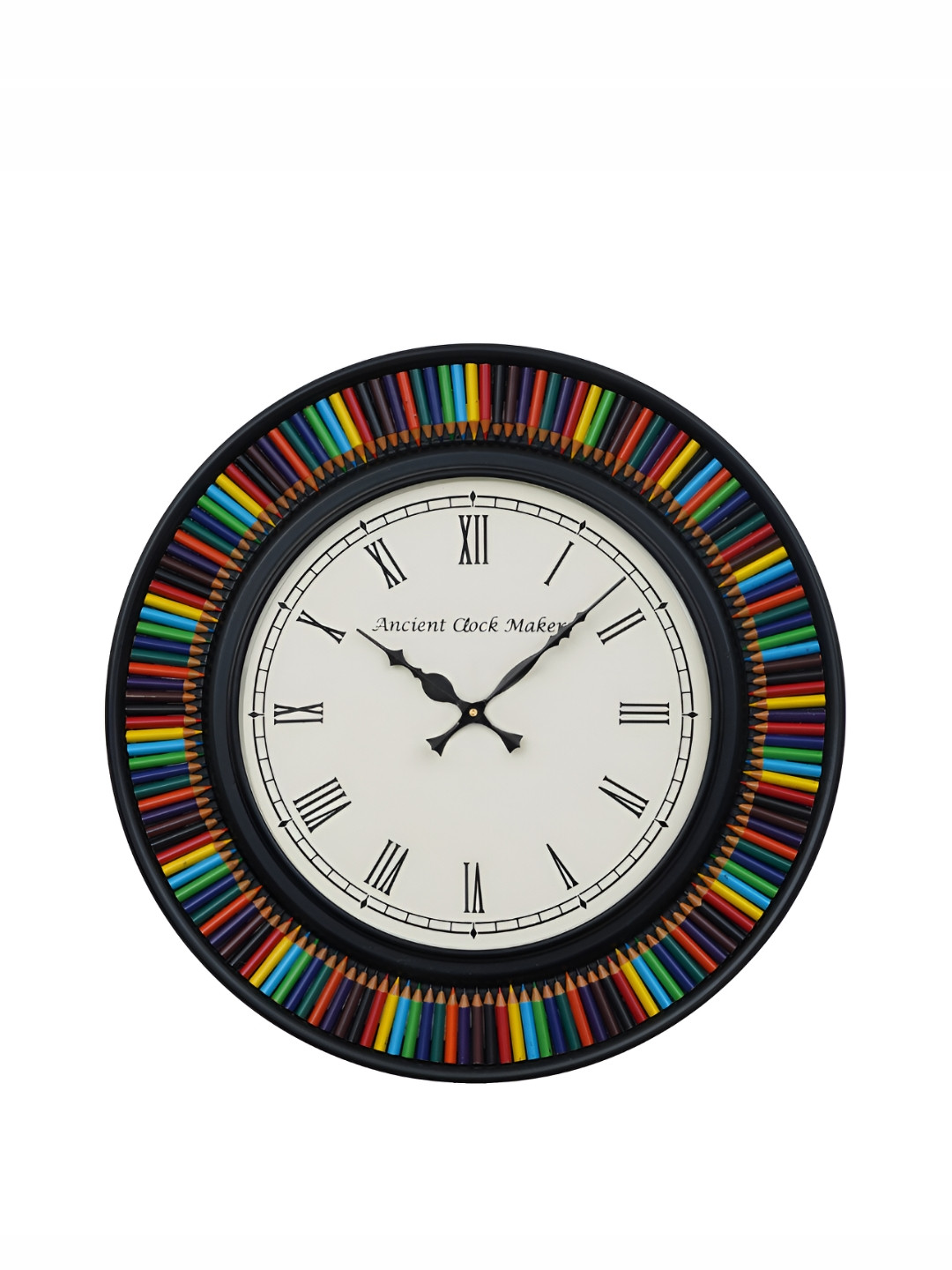 CHRONIKLE Black and White Round Analogue Contemporary Wall Clock