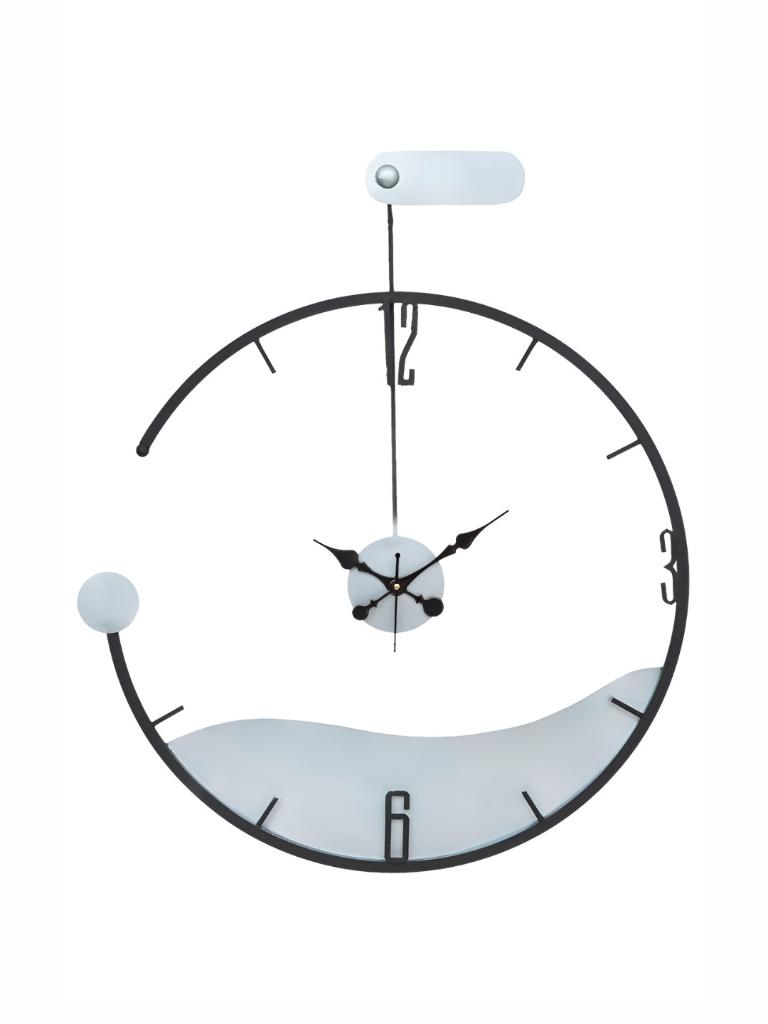 CHRONIKLE Black and SilverToned Analogue Contemporary Wall Clock