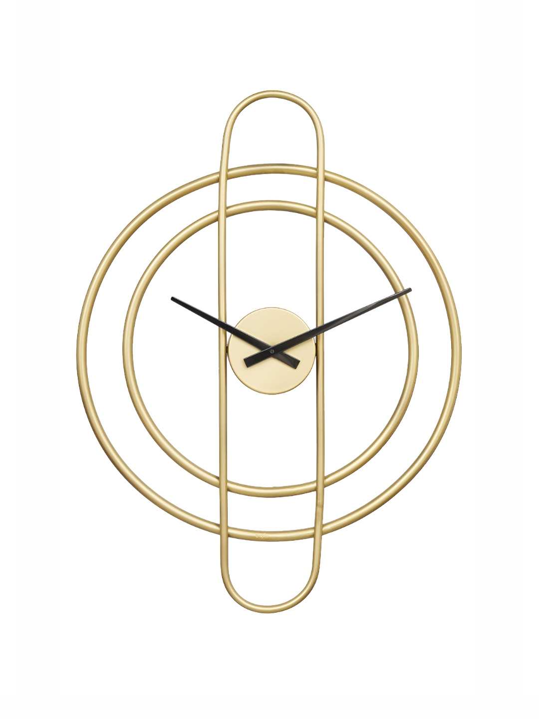 CHRONIKLE Gold Toned Round Metal Traditional Wall Clock