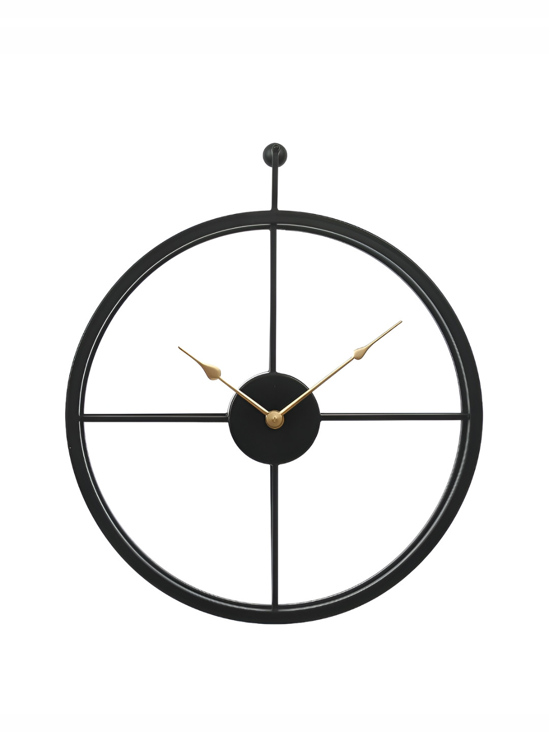 CHRONIKLE Black & Bronze Metal Textured Round Contemporary Wall Clock