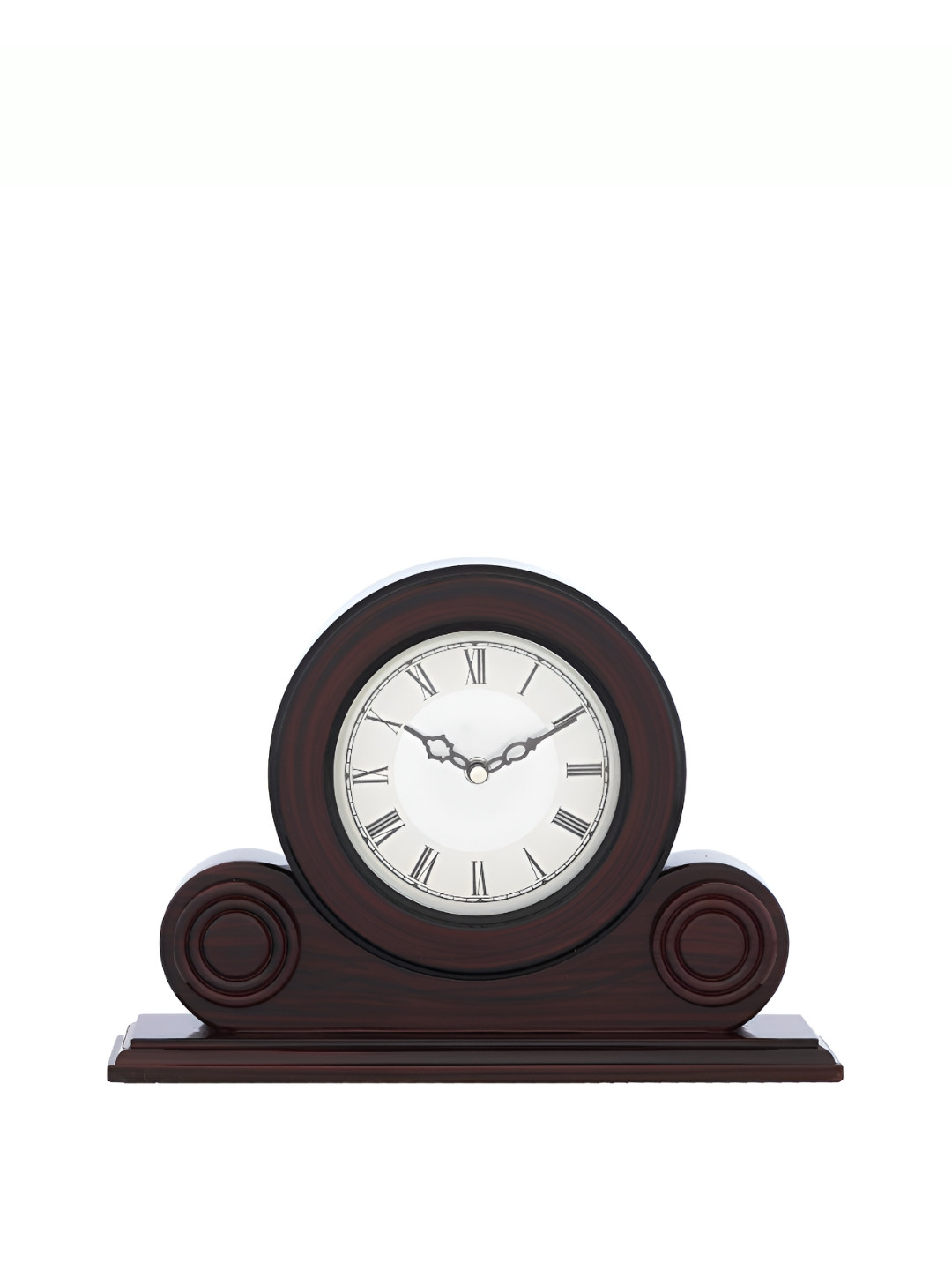 CHRONIKLE Brown and White Round Analogue Contemporary Table Clock