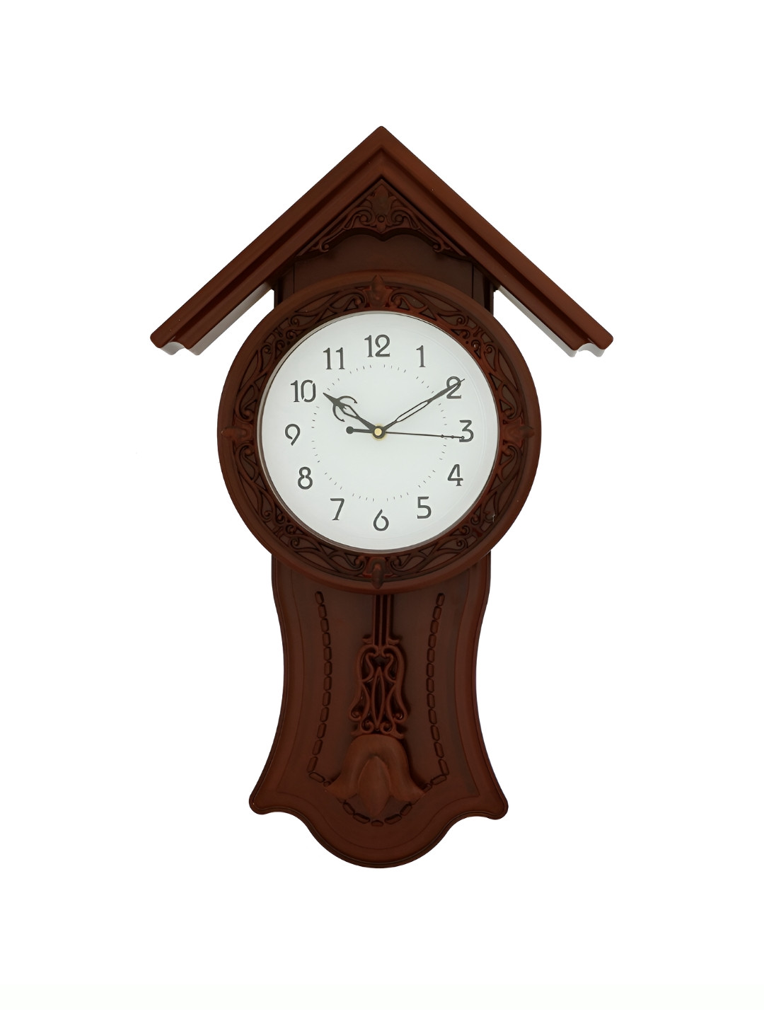 CHRONIKLE Brown & White Wooden Round Traditional Wall Clock
