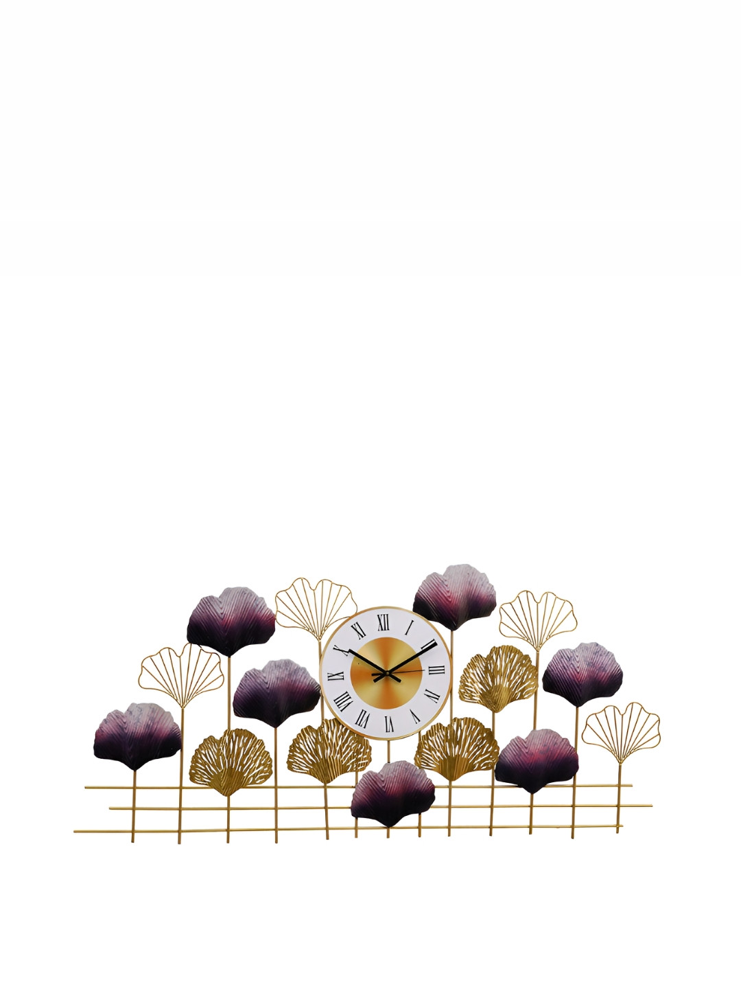 CHRONIKLE Gold-Toned Rectangle Metal Traditional Wall Clock