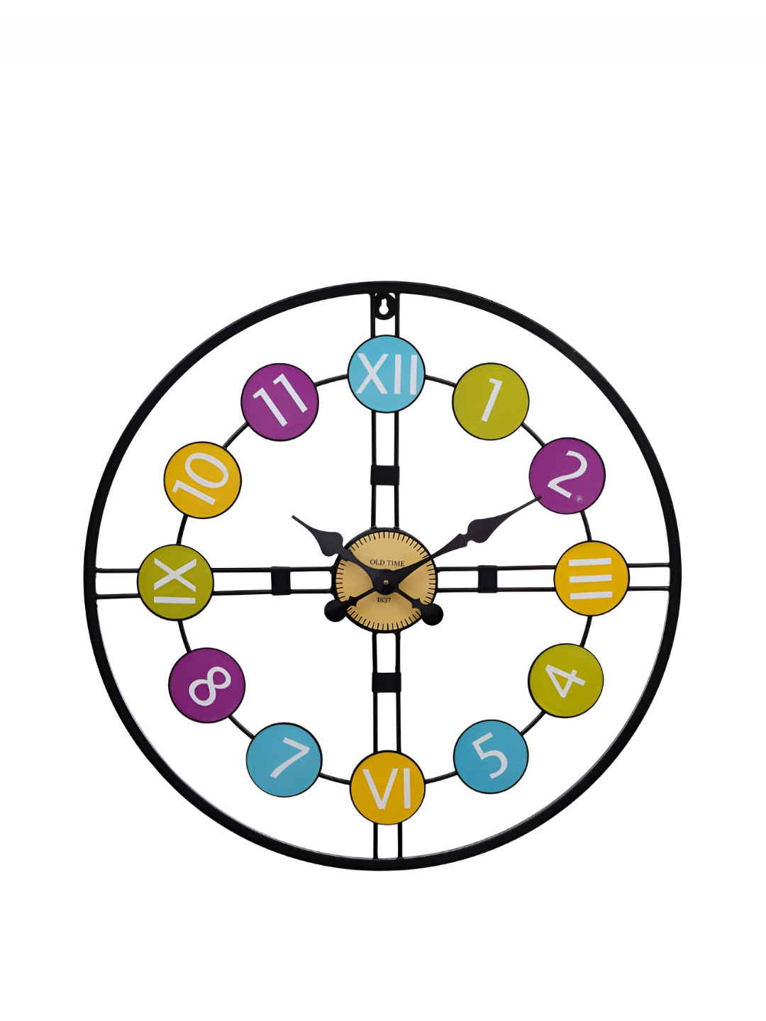 CHRONIKLE Black Metal Round Textured Contemporary Wall Clock