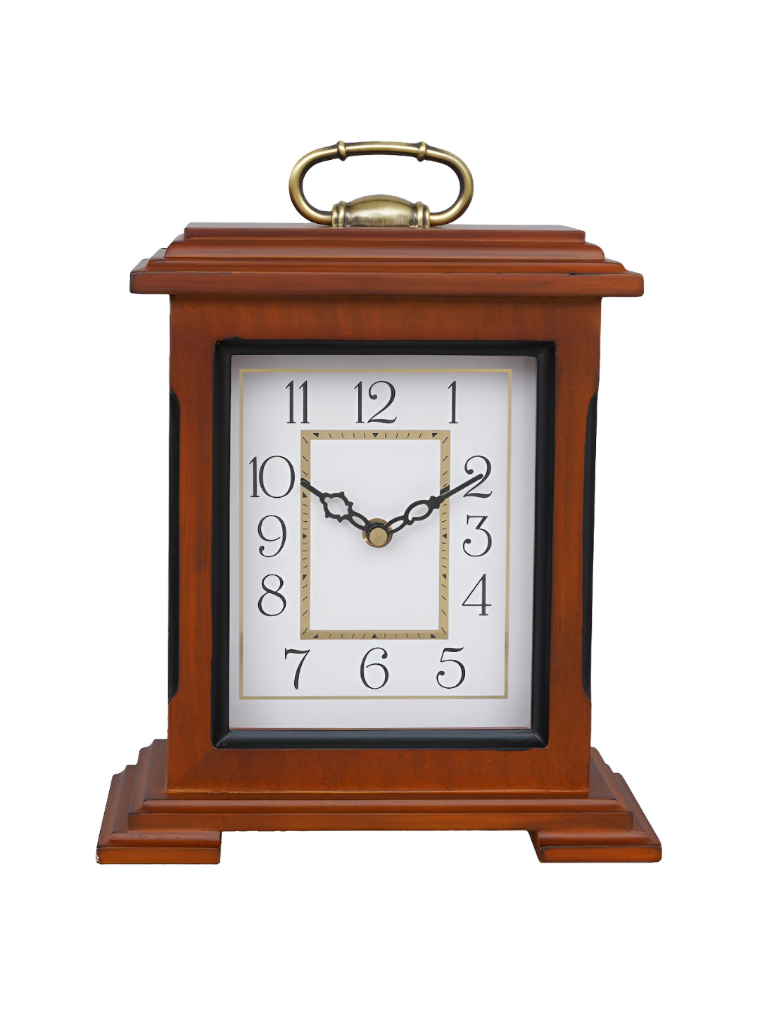 CHRONIKLE Brown & White Rectangle Contemporary Table Clock