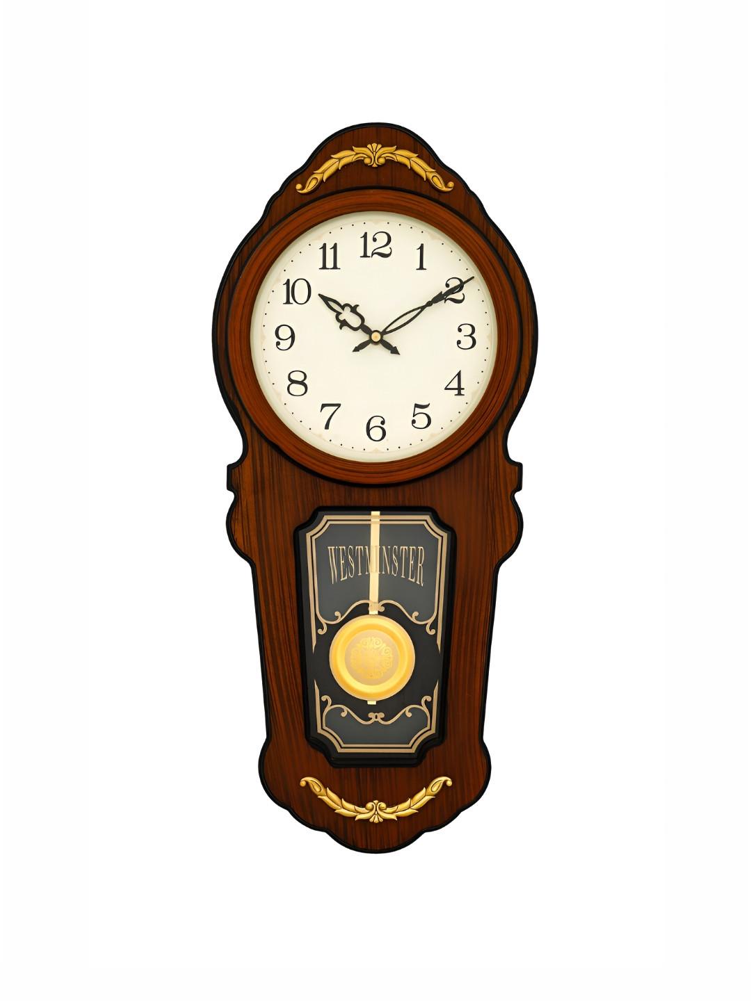 CHRONIKLE Brown Analogue Contemporary Pendulum Wooden Wall Clock