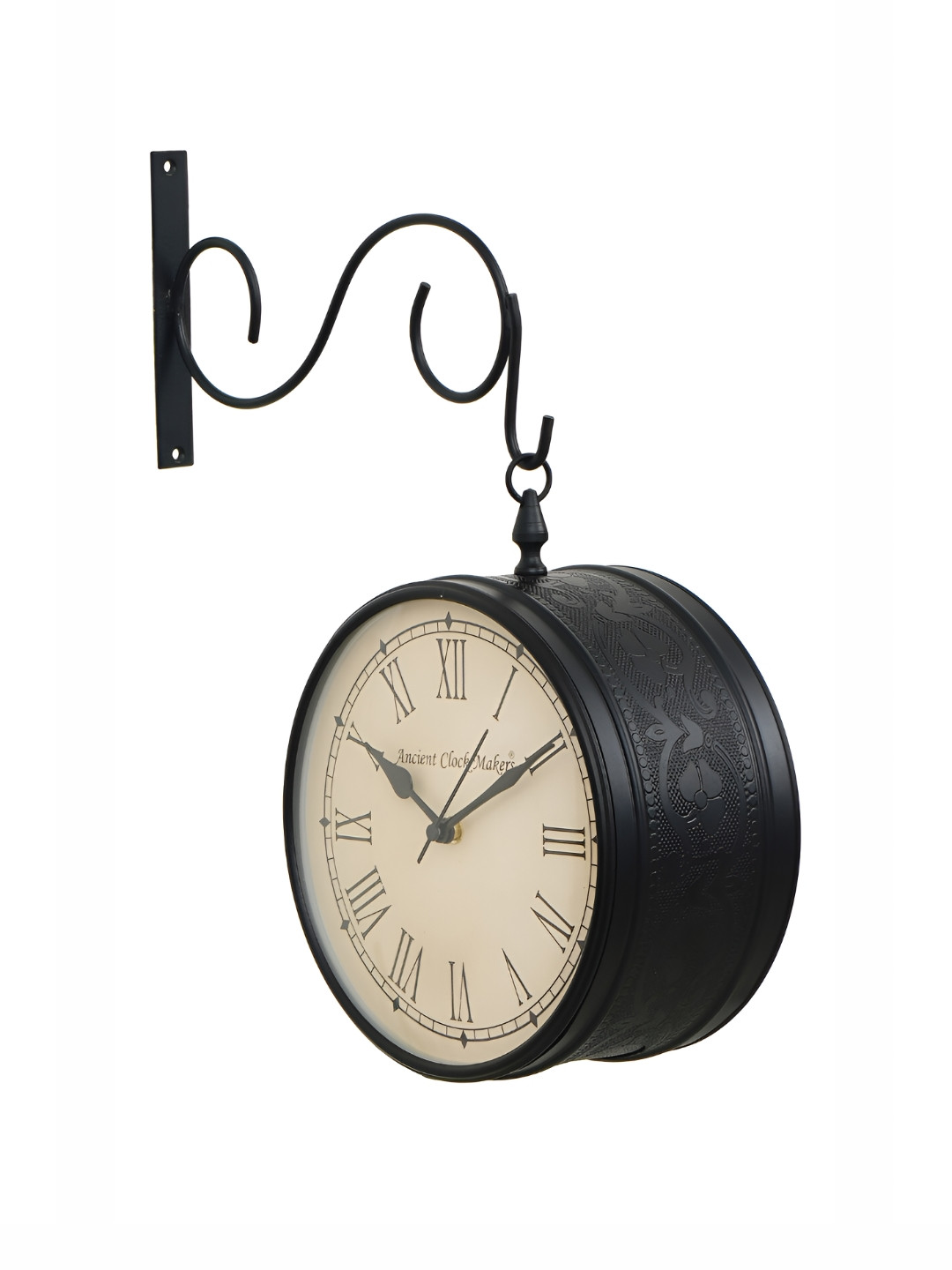 CHRONIKLE Black Analogue Contemporary Round Shaped Wall Clock