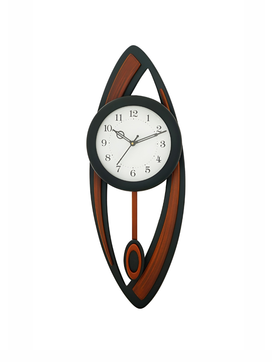 CHRONIKLE Brown & Black Wooden Abstract Traditional Pendulum Wall Clock
