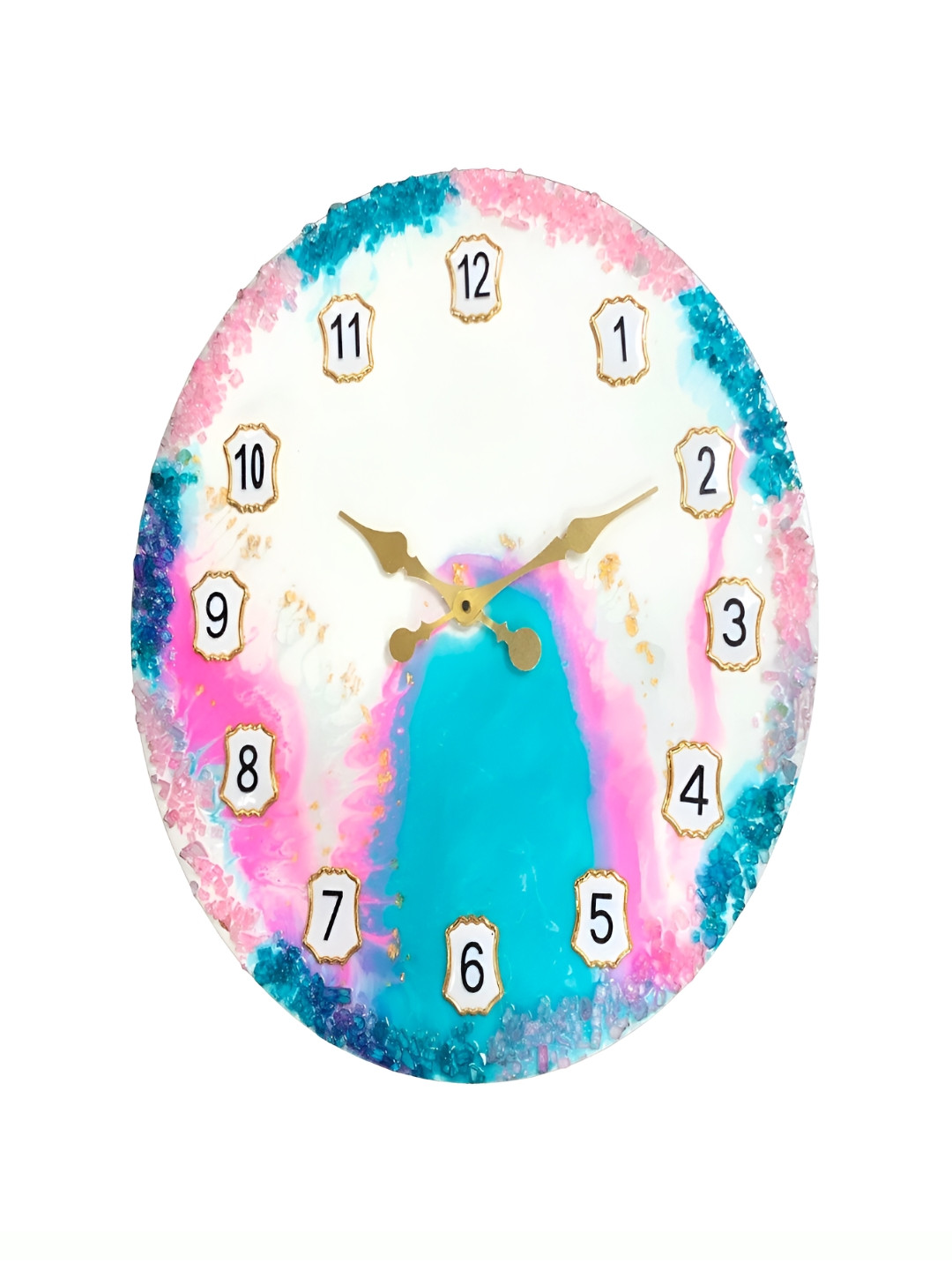 CHRONIKLE Blue and Pink Round Analogue Contemporary Wall Clock