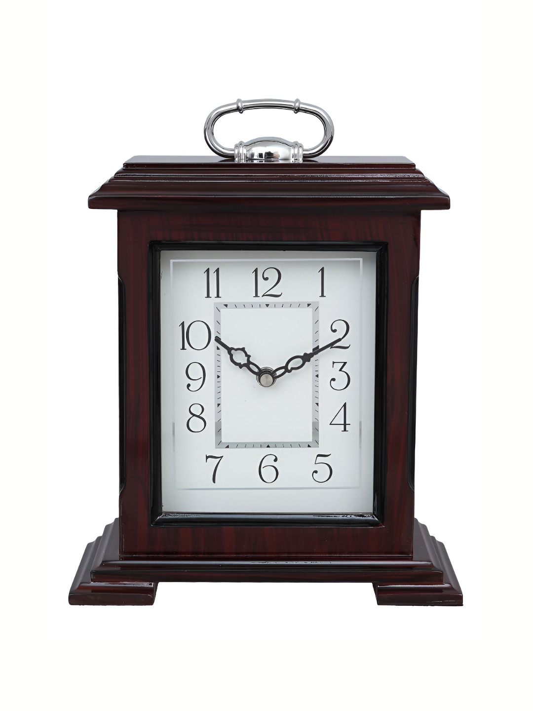 CHRONIKLE Rosewood & White Wooden Printed Rectangle Contemporary Wall Clock