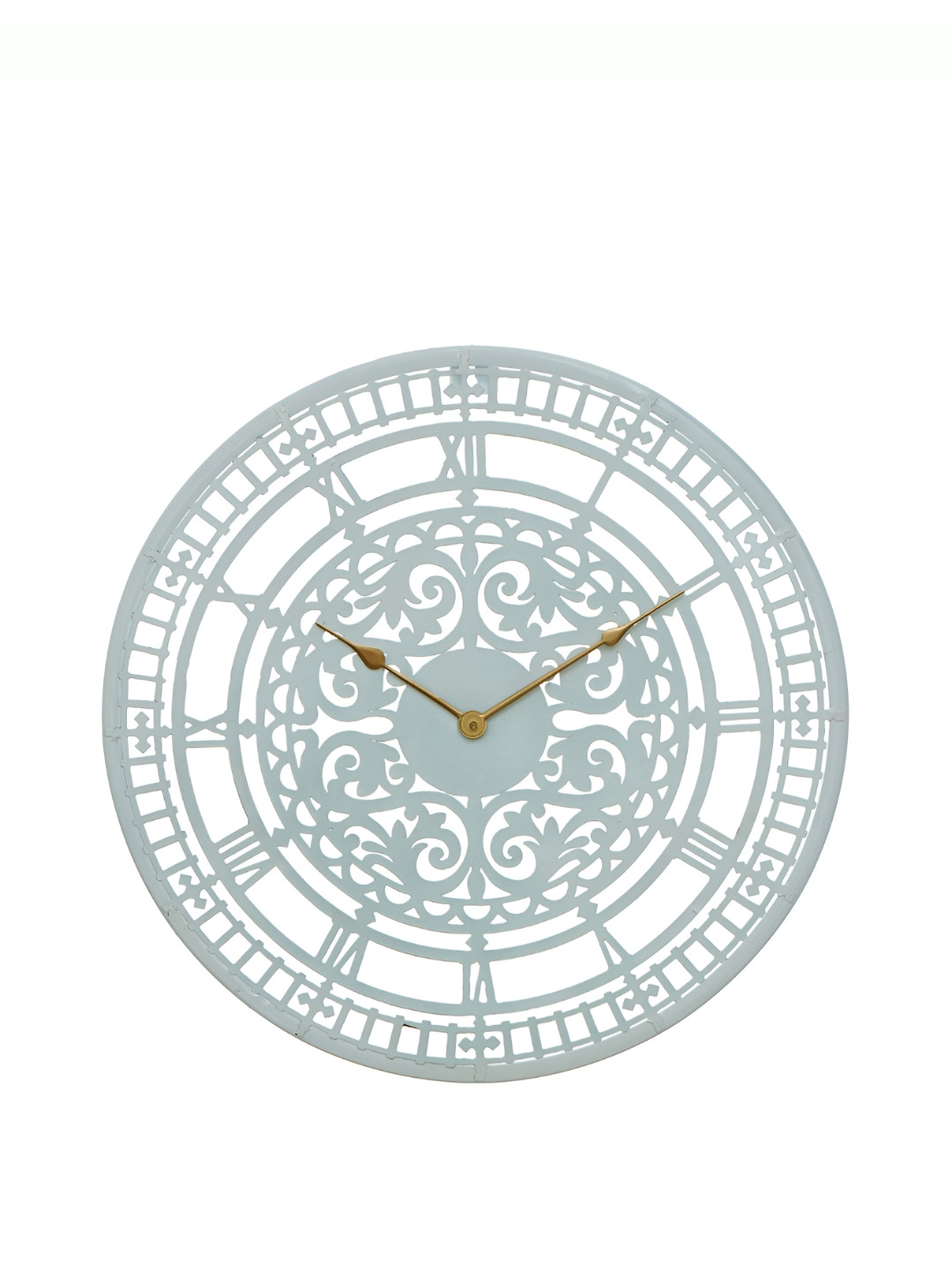 CHRONIKLE White Round Metal Traditional Wall Clock