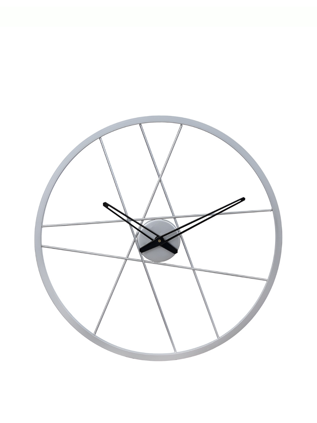 CHRONIKLE Silver-Toned Metal Round Contemporary Wall Clock
