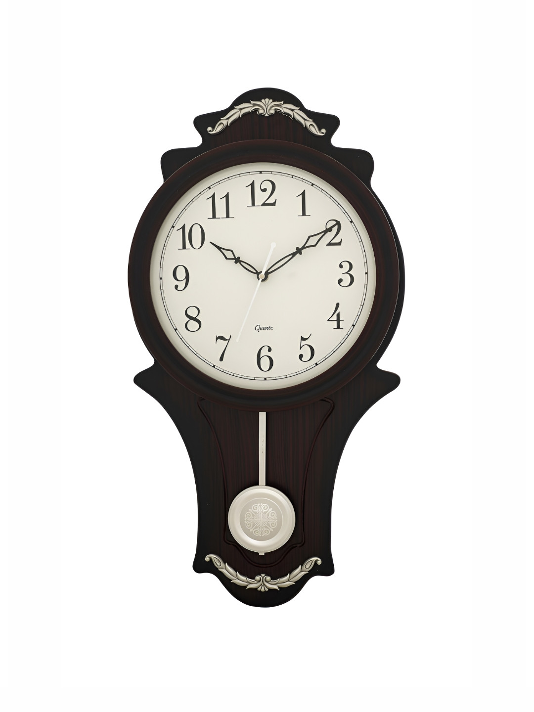 CHRONIKLE Brown Textured Analogue Contemporary Pendulum Wooden Wall Clock