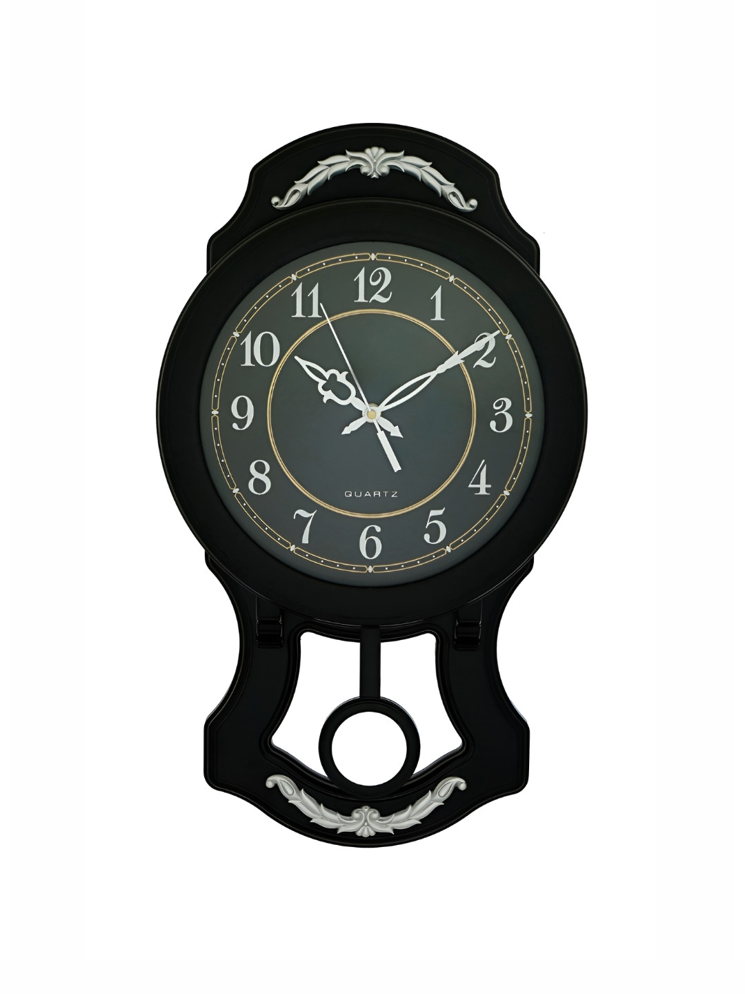 CHRONIKLE Black Round Plastic Traditional Wall Clock