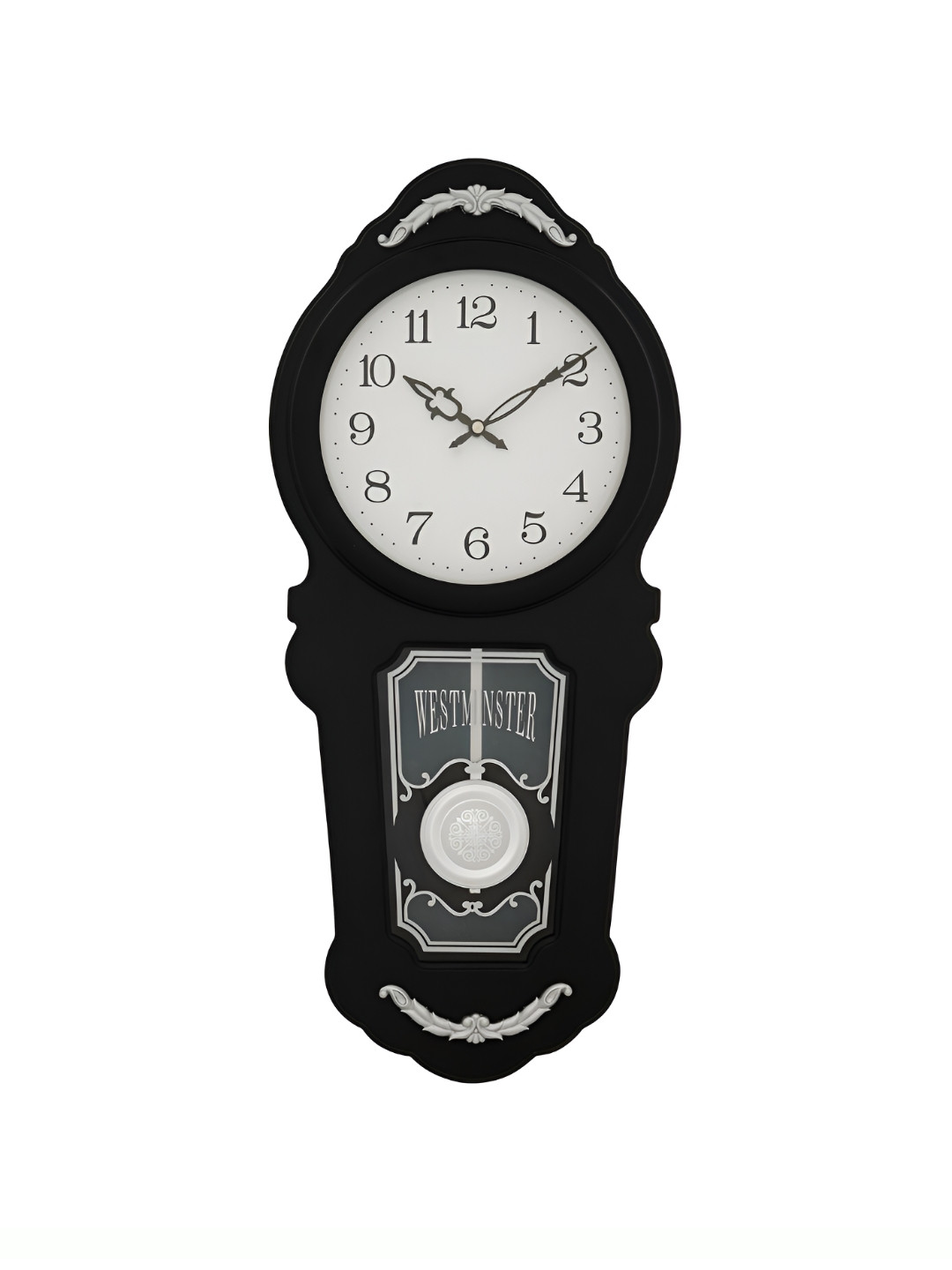 CHRONIKLE Black & White Analogue Contemporary Pendulum Wall Clock