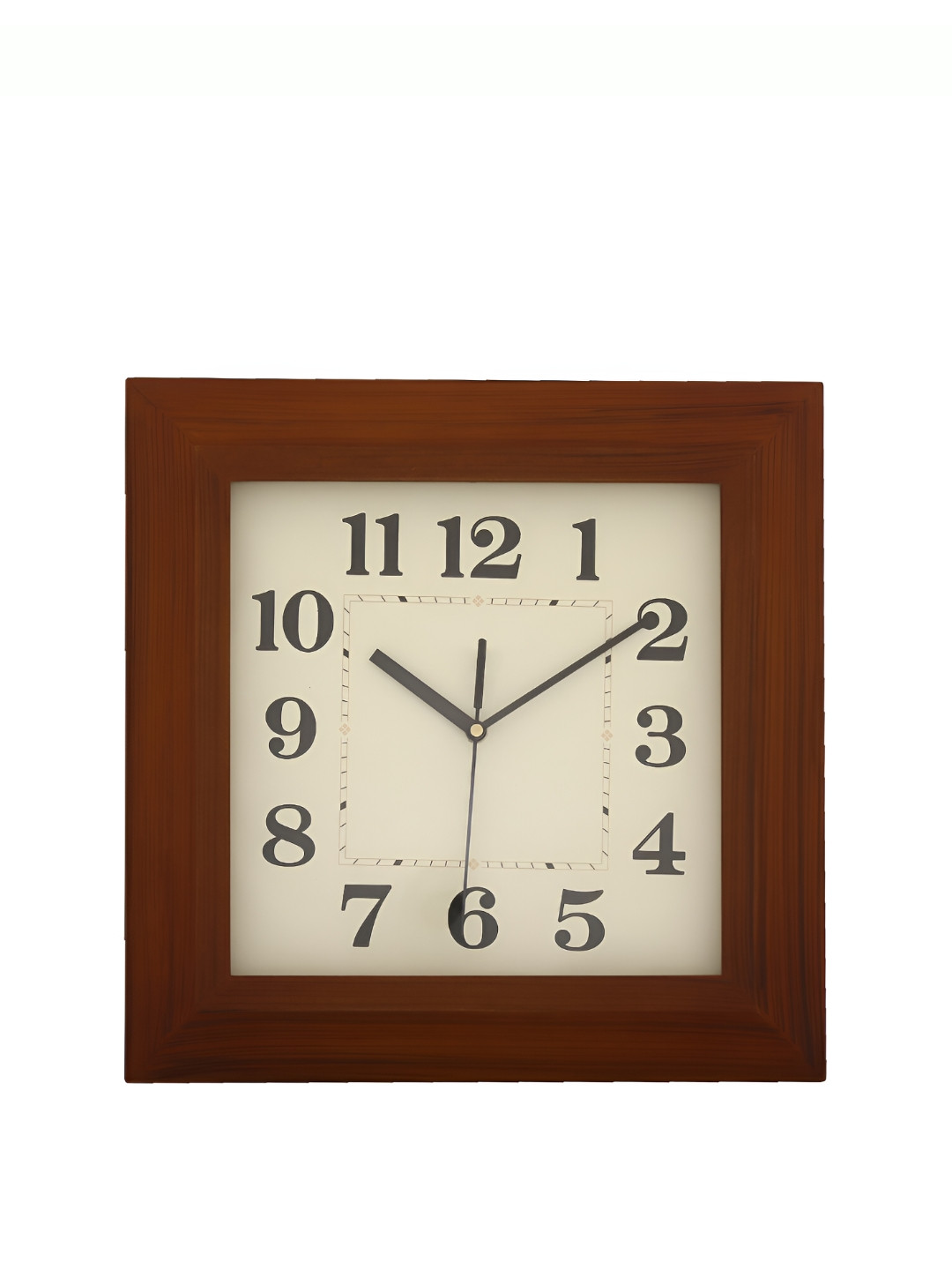 CHRONIKLE Brown and Black Square Analogue Contemporary Wall Clock