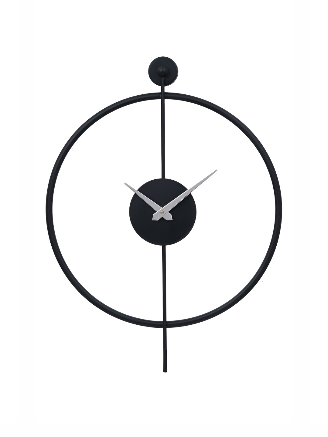 CHRONIKLE Black & White Metal Round Traditional Wall Clock