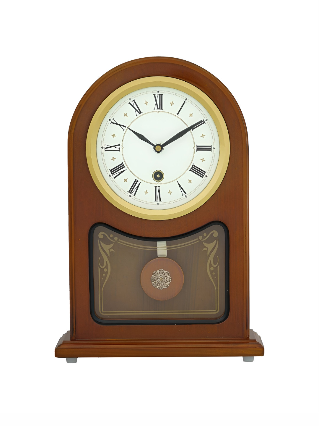 CHRONIKLE Brown Analogue Contemporary Pendulum Wooden Table Clock