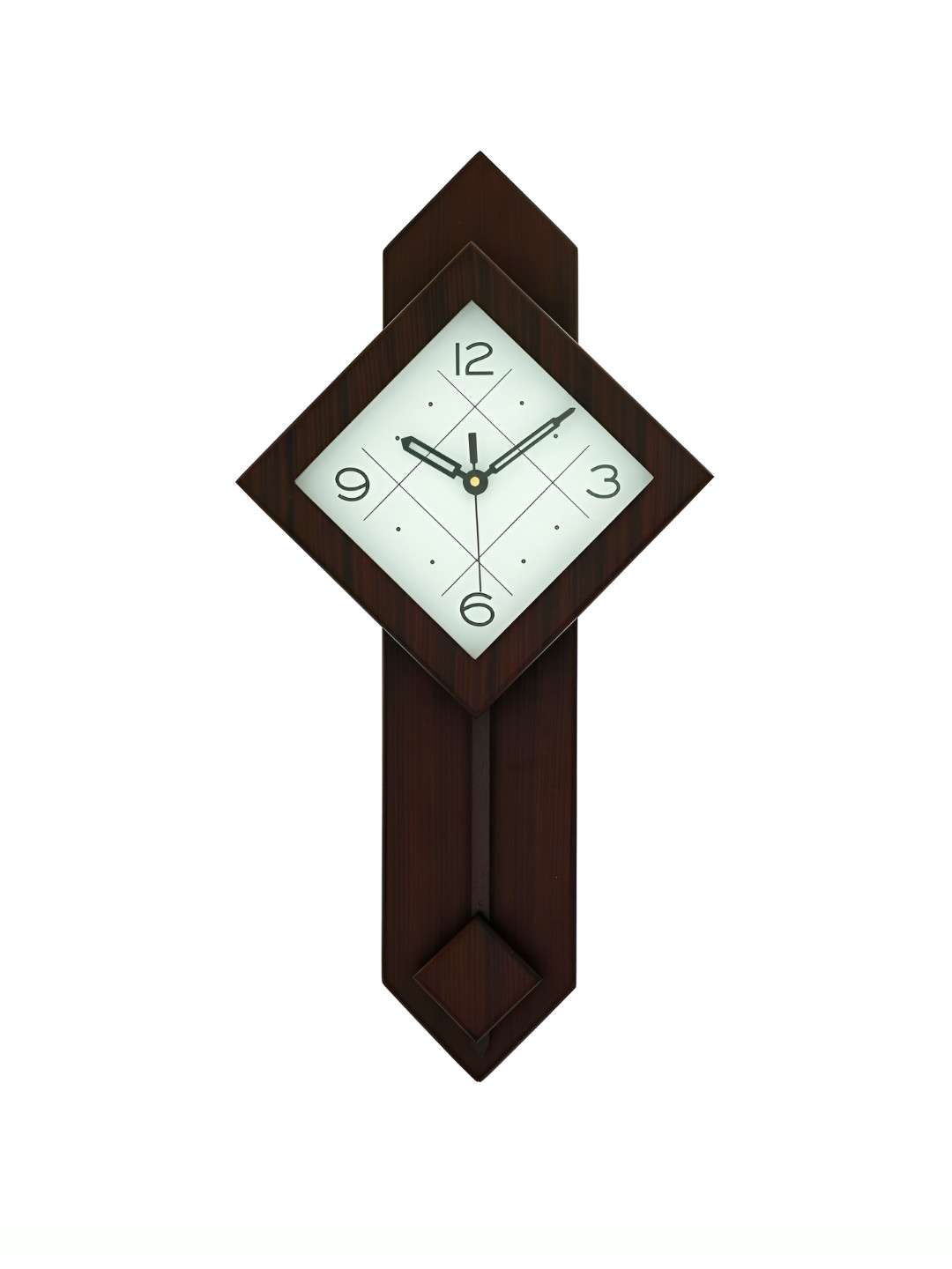 CHRONIKLE Brown & White Geometric Shaped Contemporary Pendulum Wall Clock