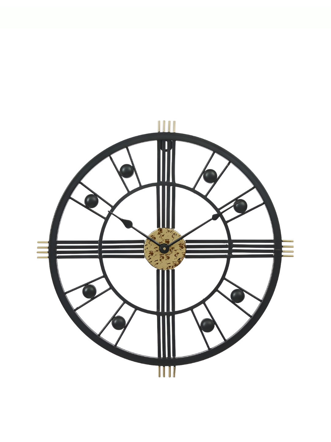 CHRONIKLE Black Metal Textured Round Contemporary Wall Clock