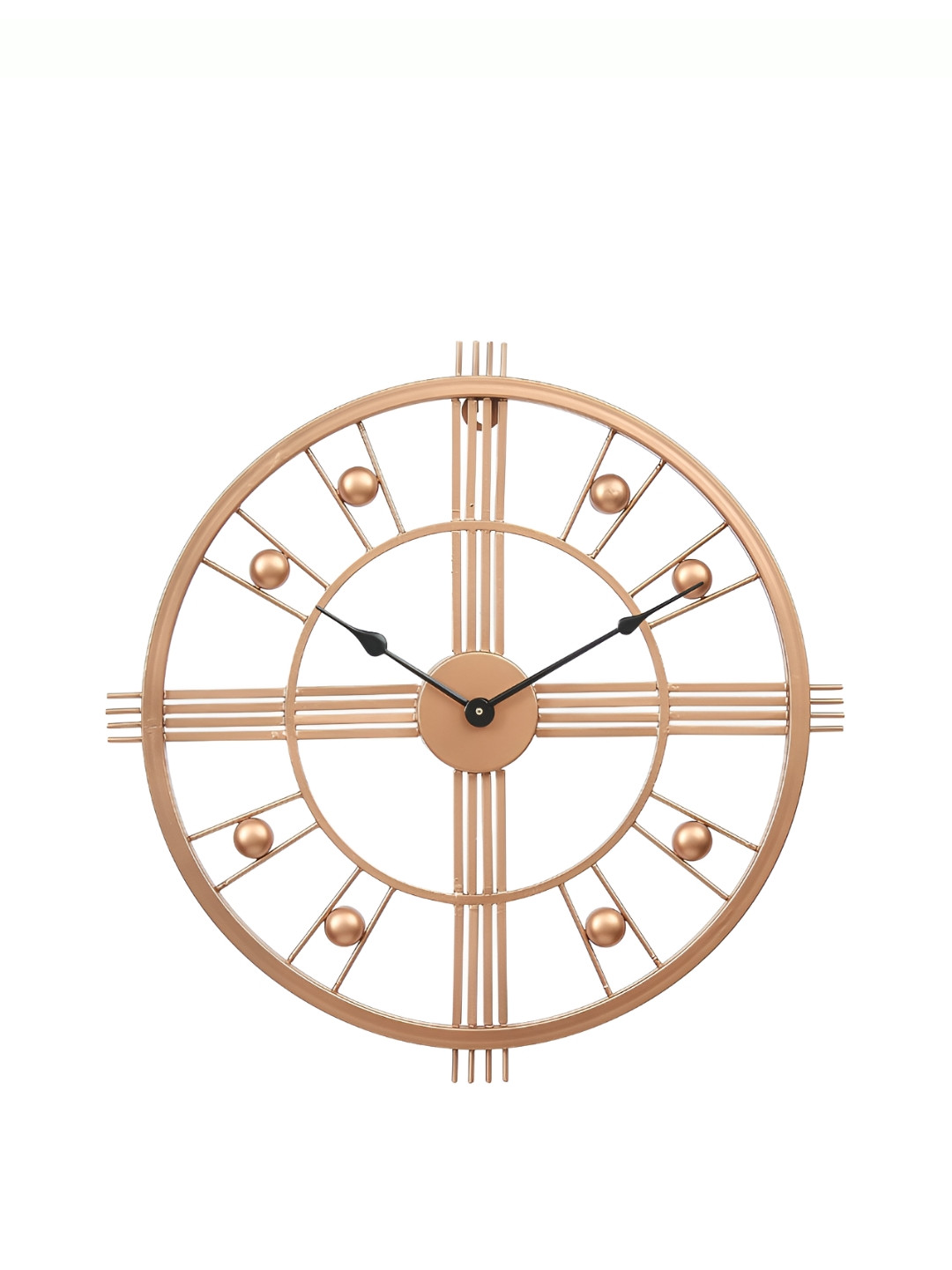 CHRONIKLE Copper-Toned Metal Round Contemporary Textured Wall Clock