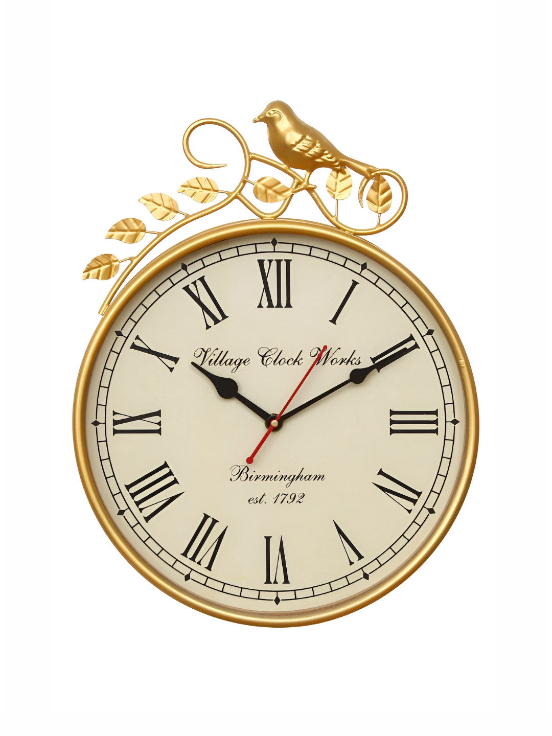 CHRONIKLE GoldToned and Black Round Analogue Contemporary Wall Clock