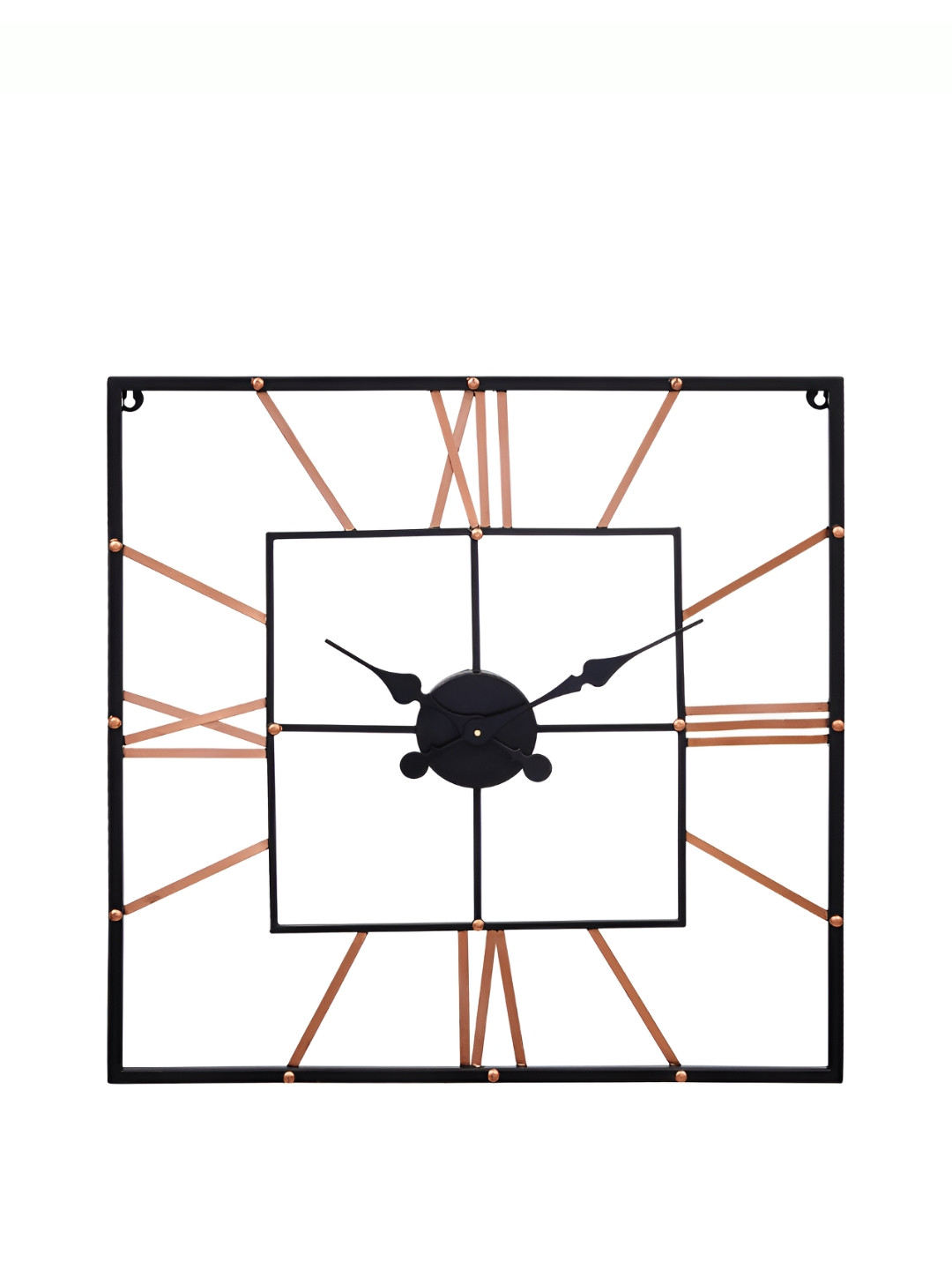 CHRONIKLE Copper Toned & Black Square Metal Contemporary Wall Clock