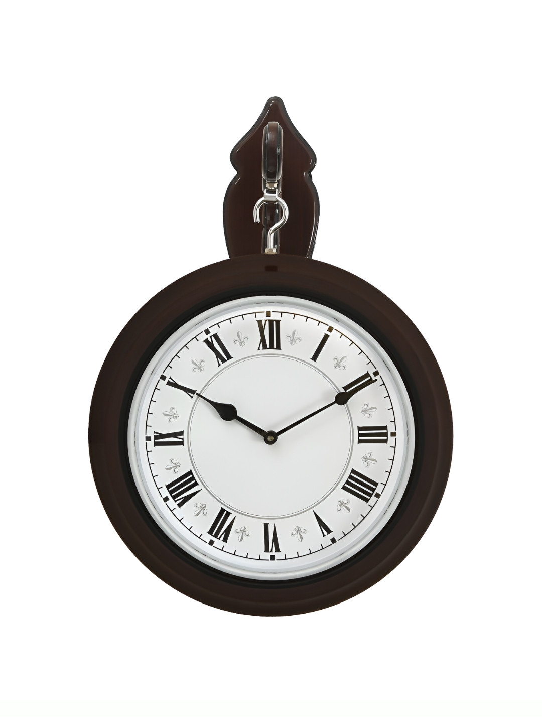 CHRONIKLE Brown & White Wooden Round Contemporary Wall Clock