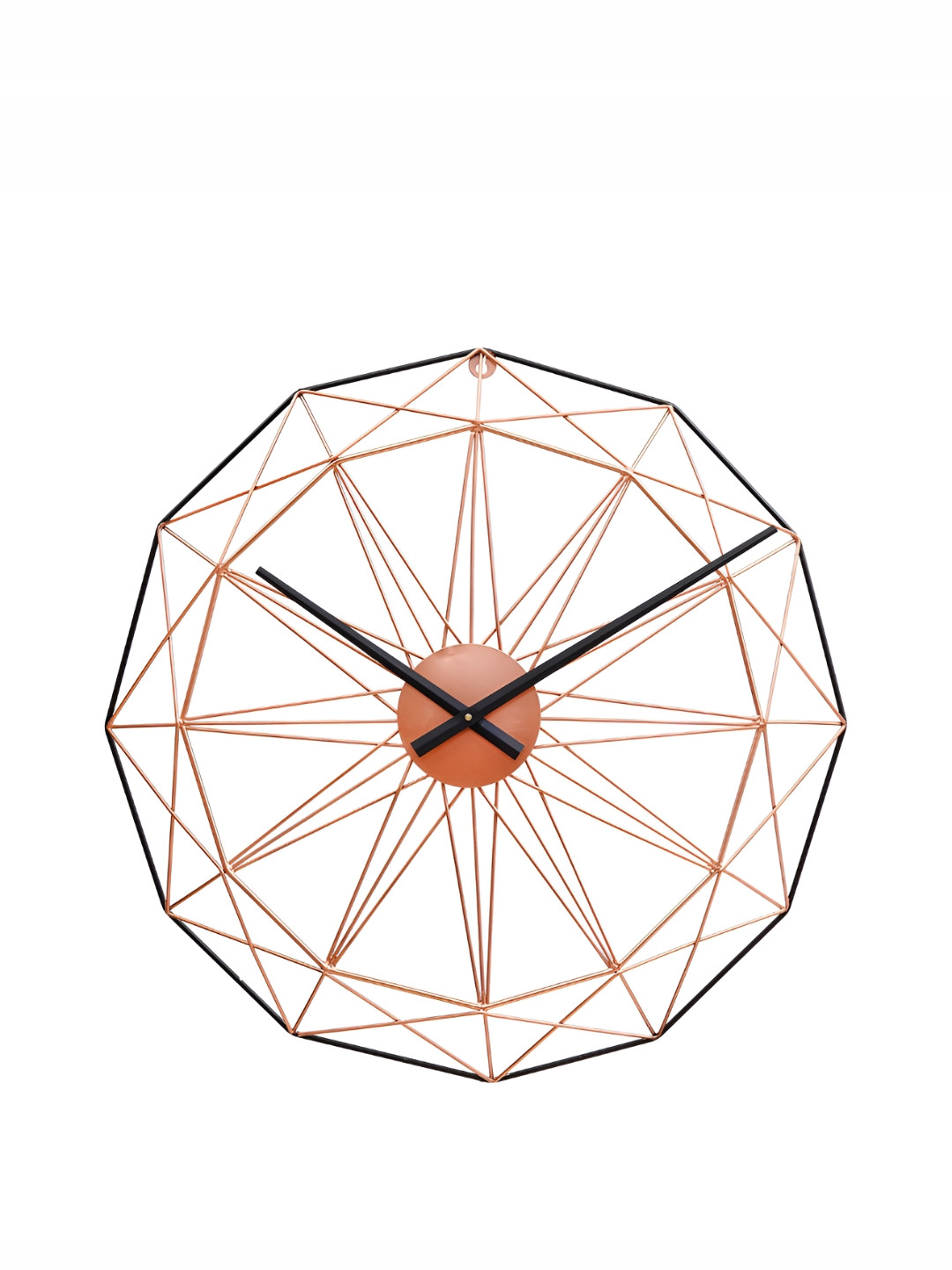 CHRONIKLE Copper-Toned & Black Metal Geometric Contemporary Wall Clock