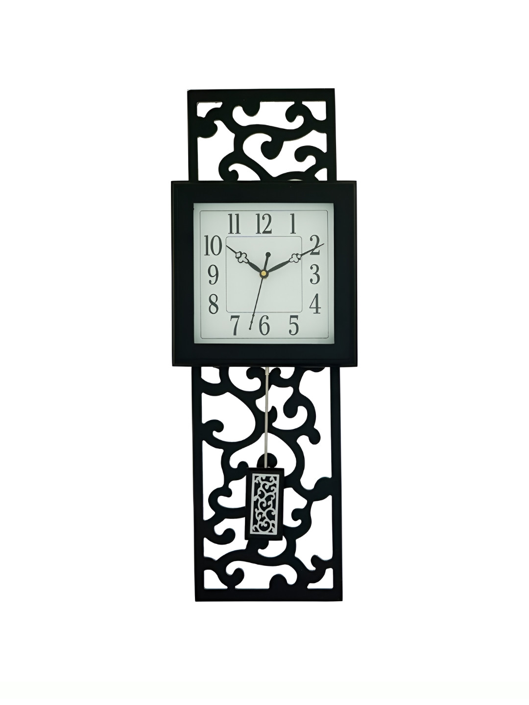 CHRONIKLE Black Square Wood Traditional Wall Clock