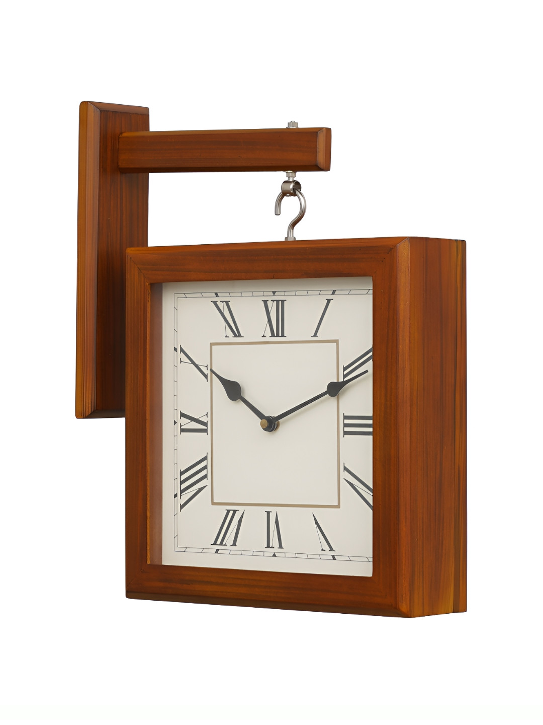 CHRONIKLE Brown and Black Square Analogue Contemporary Wall Clock