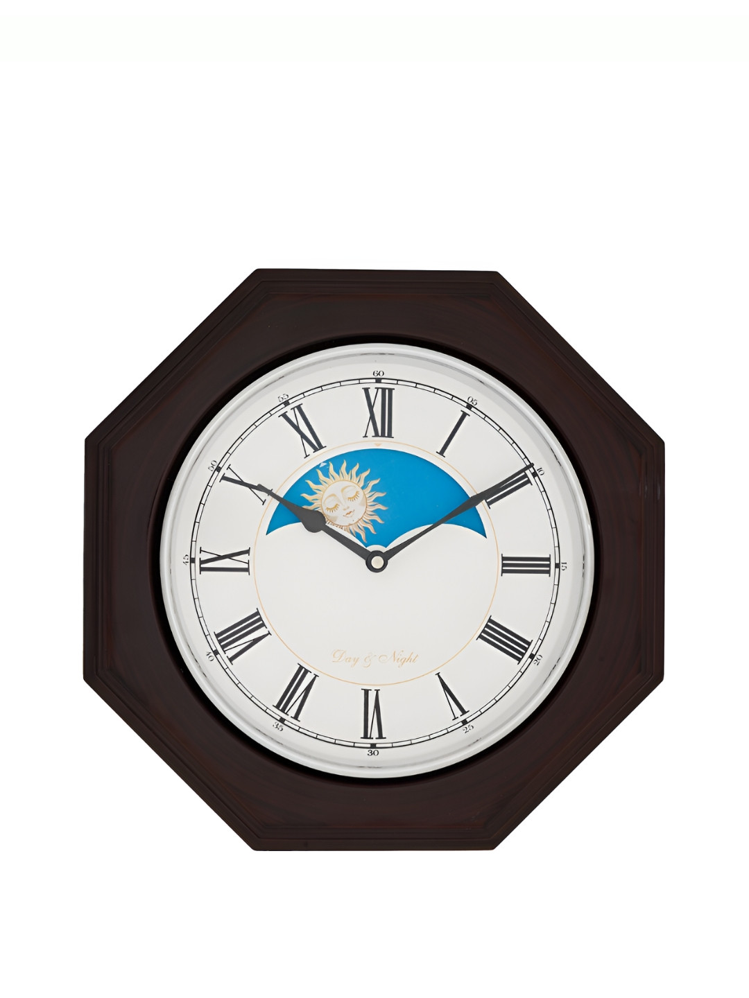 CHRONIKLE Brown & White Wooden Round Contemporary Wall Clock