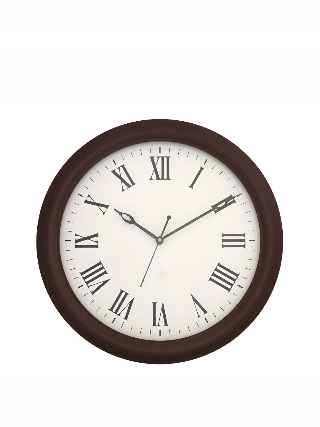 CHRONIKLE Brown Round Wood Traditional Wall Clock