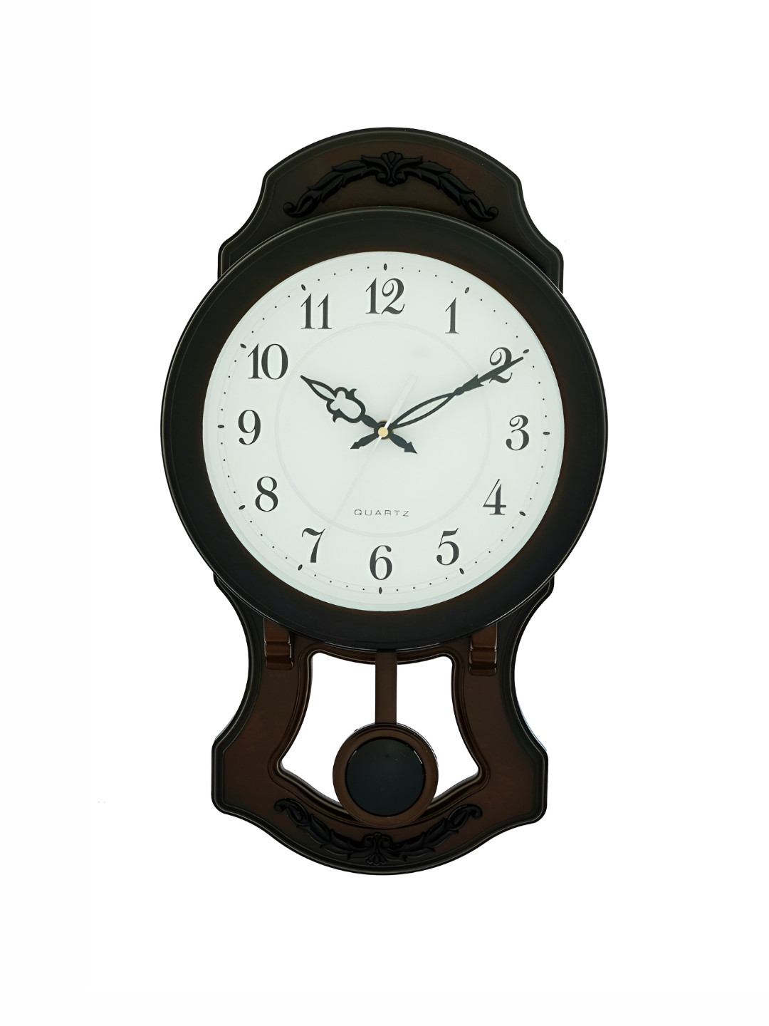 CHRONIKLE Brown & White Analogue Contemporary Pendulum Designed Wall Clock