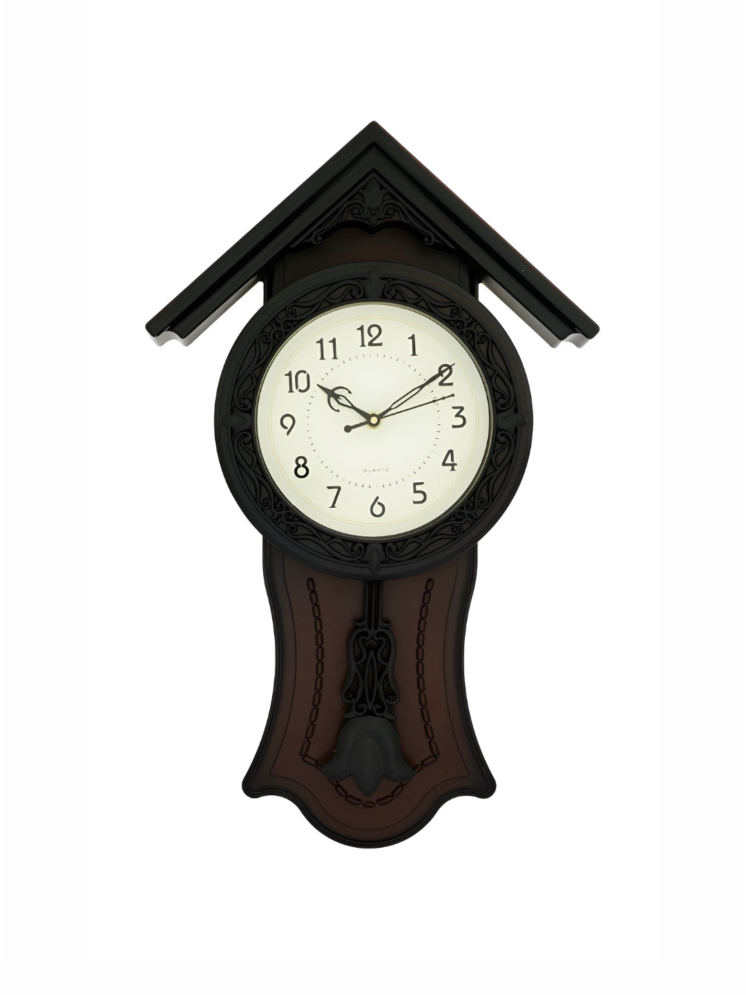 CHRONIKLE Brown and Black Analogue Contemporary Wall Clock