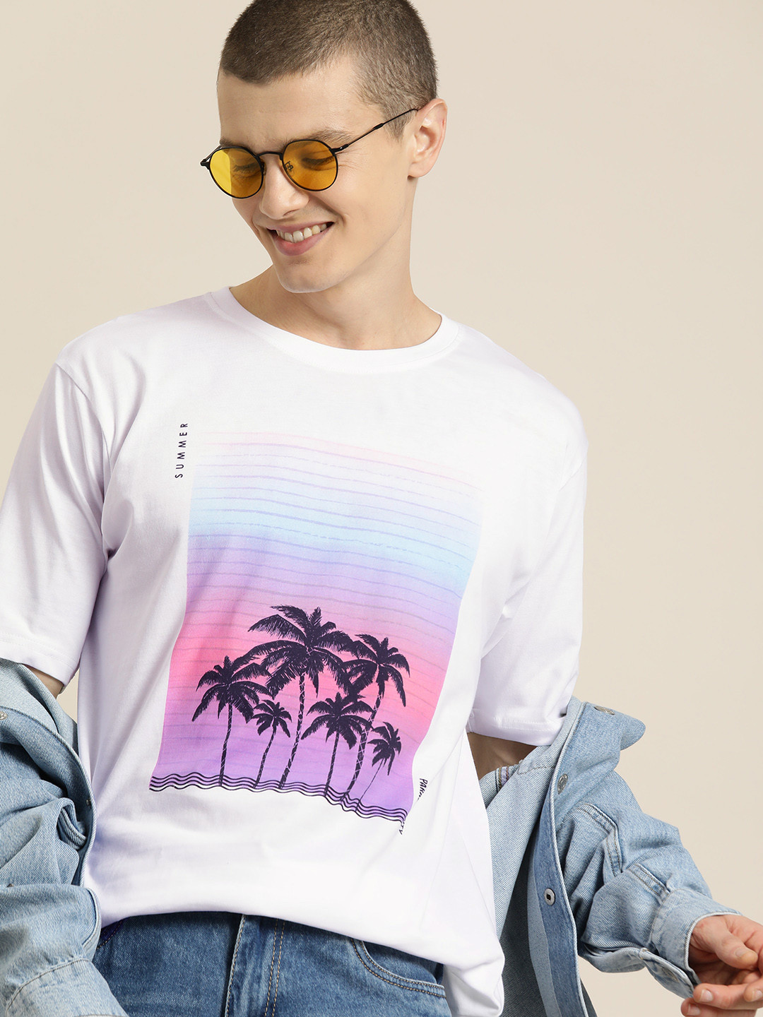 HERE&NOW Tropical Print Pure Cotton T-shirt